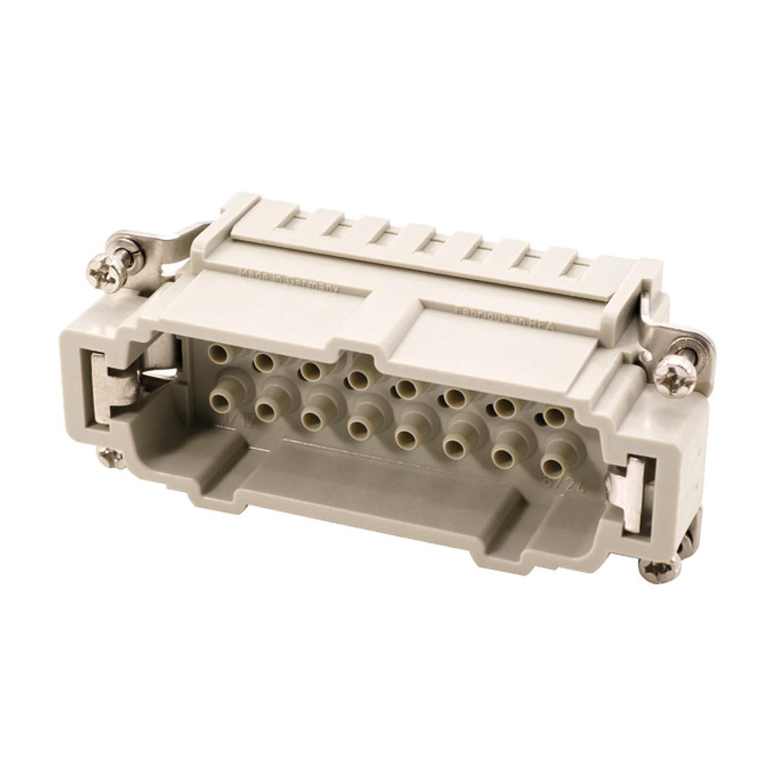 HARTING Han 6HvE mit 2 Schaltkontakte Stifteinsatz (M) Crimpanschluss, 8-polig 6/2+PE 830V - 500V Steuerkontakt, 16A -