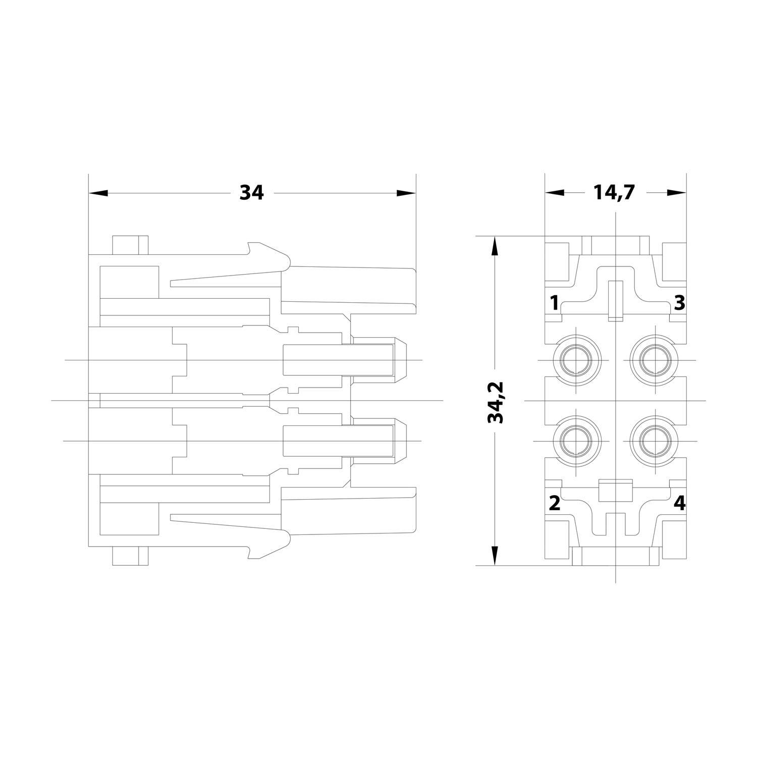HARTING Han SC Modul mit Keramikferrule Buchseneinsatz (F) 4-polig Steckzyklen >=500 - 1 Stück