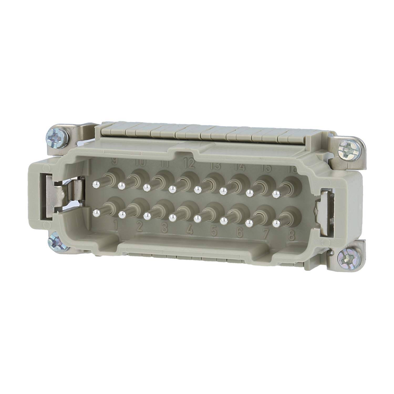 HARTING Han 16ESS Stifteinsatz (M) Doppel-Käfigzugfederanschluss, 16-polig+PE 500V, 16A - 1 Stück