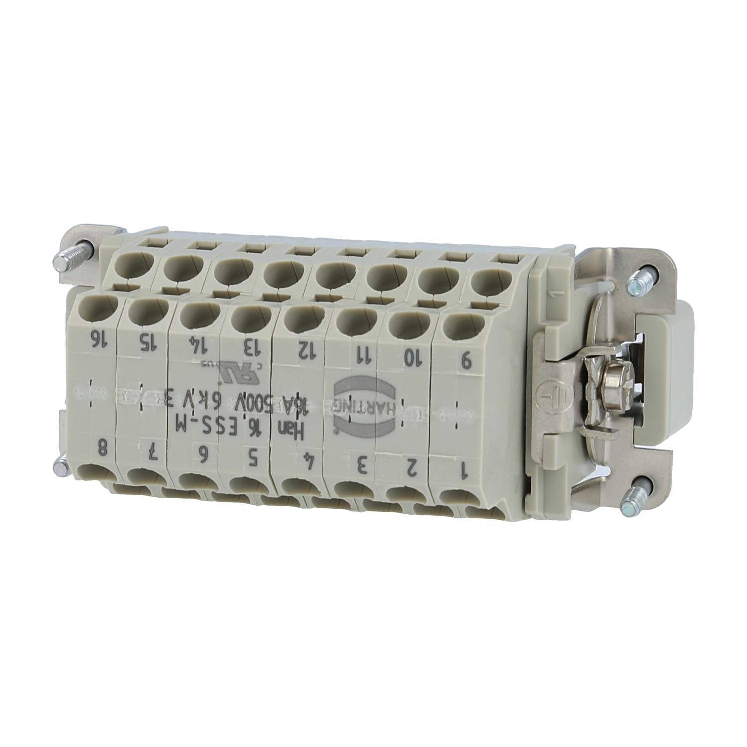 HARTING Han 16ESS Stifteinsatz (M) Doppel-Käfigzugfederanschluss, 16-polig+PE 500V, 16A - 1 Stück