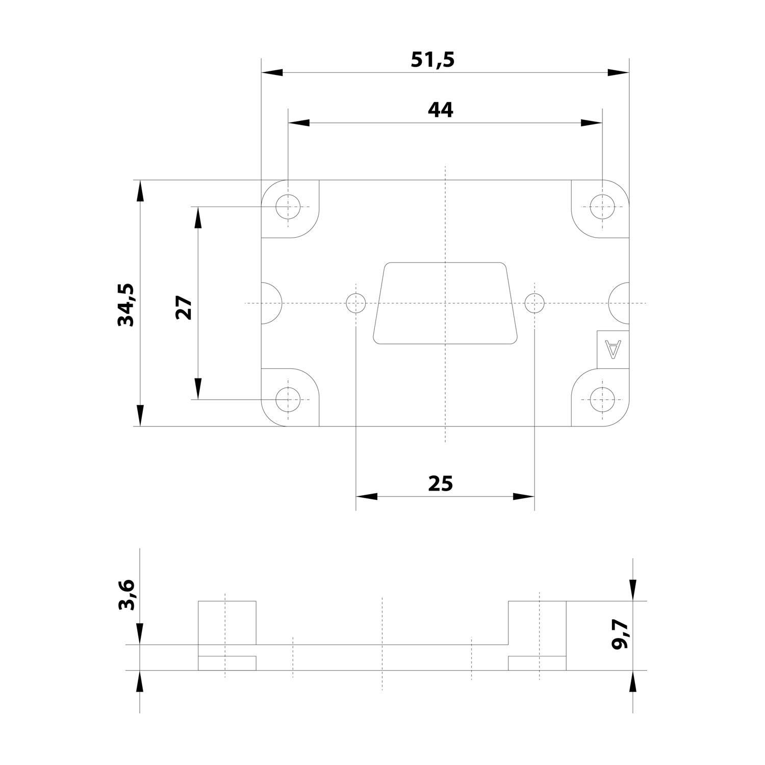 HARTING Han 6B D-Sub Adapterplatte für D-Sub 9-polig passend für 6B Gehäuse Werkstoff Kunststoff - 1 Stück
