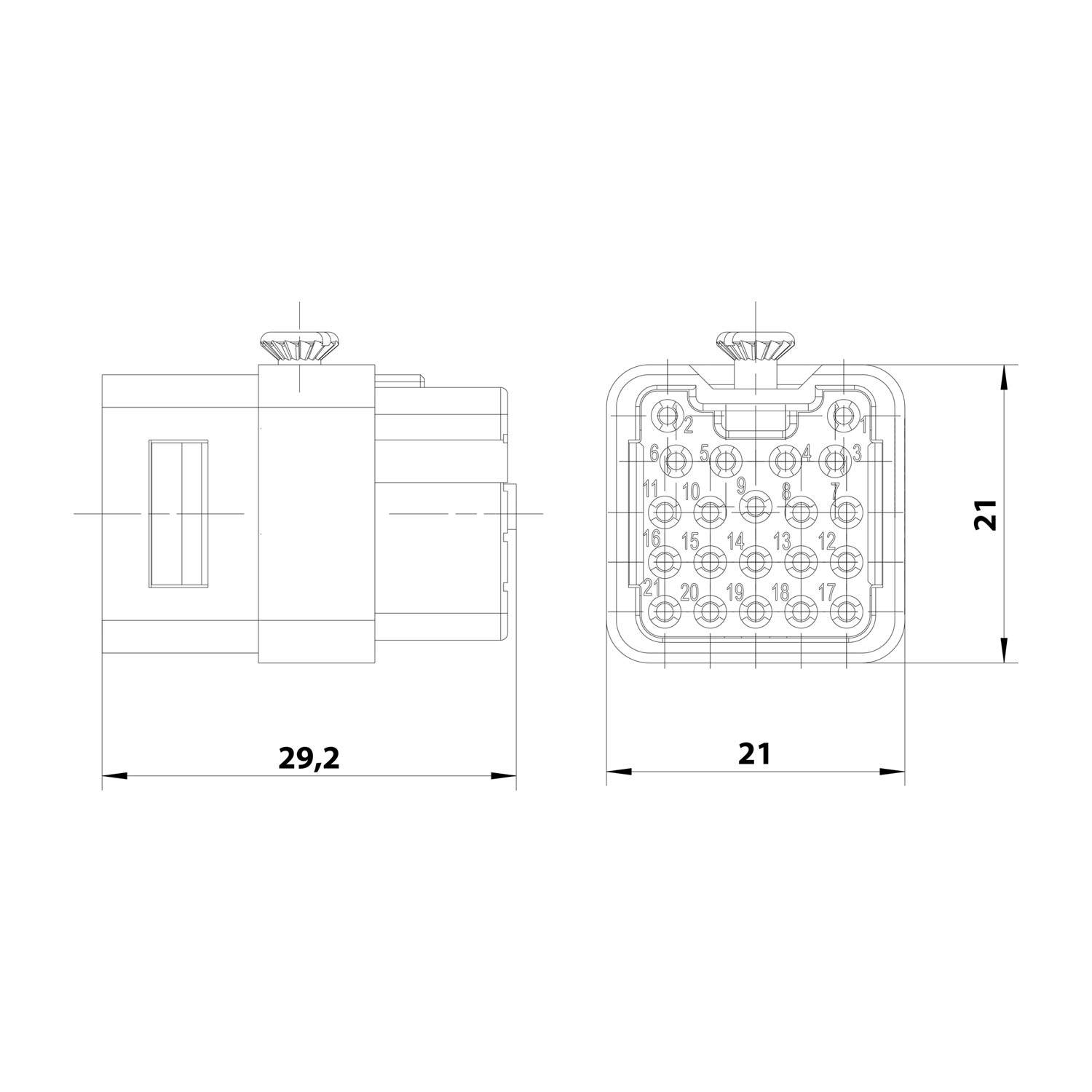 HARTING Han Q21/0 Buchseneinsatz (F) Crimpanschluss, 21-polig AC 50V / DC 120V, 6,5A - 1 Stück