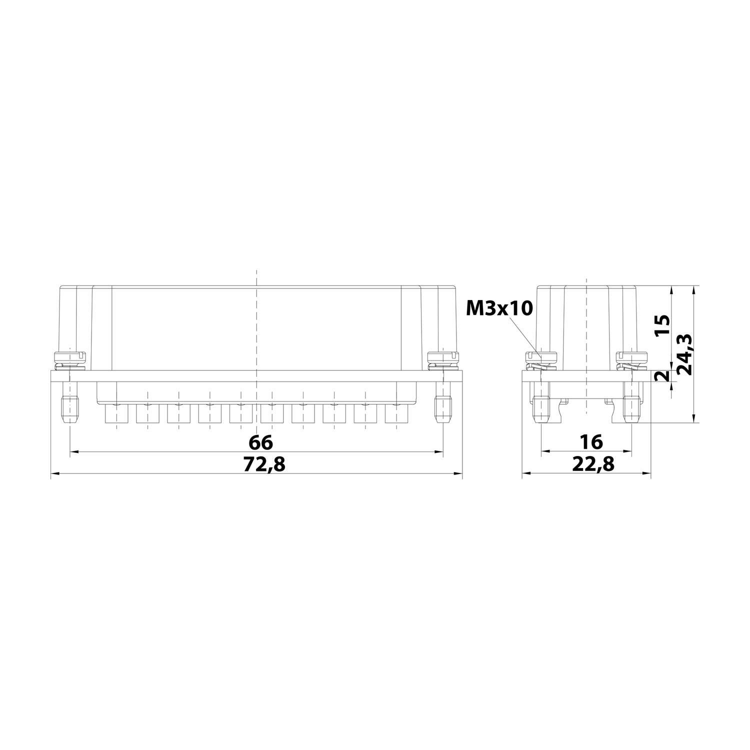 HARTING Han STAF20 Stifteinsatz (F) Lötanschluss, 20-polig AC 25V / DC 60V, 10A - 1 Stück