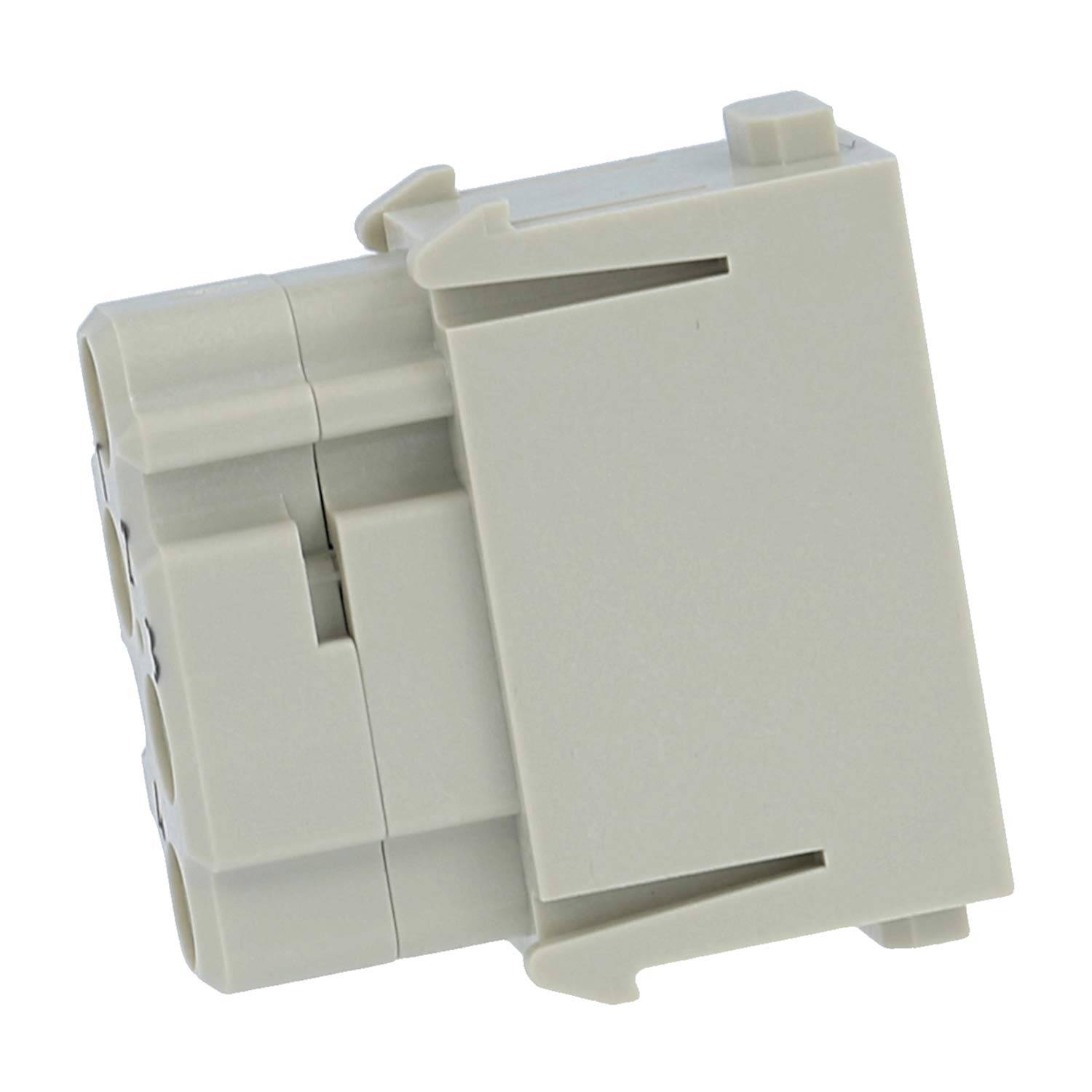 Eine beige modulare elektronische Komponente mit Steckverbindern, geeignet für industrielle oder Automatisierungsanwendungen.