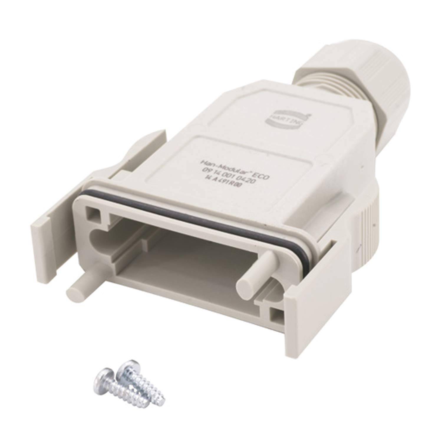 HARTING Han Modular ECO Tüllengehäuse, 1 gerader Kabelabgang, mit 2 Klammern Klemmbereich 6,0mm - 13,0mm - 1 Stück