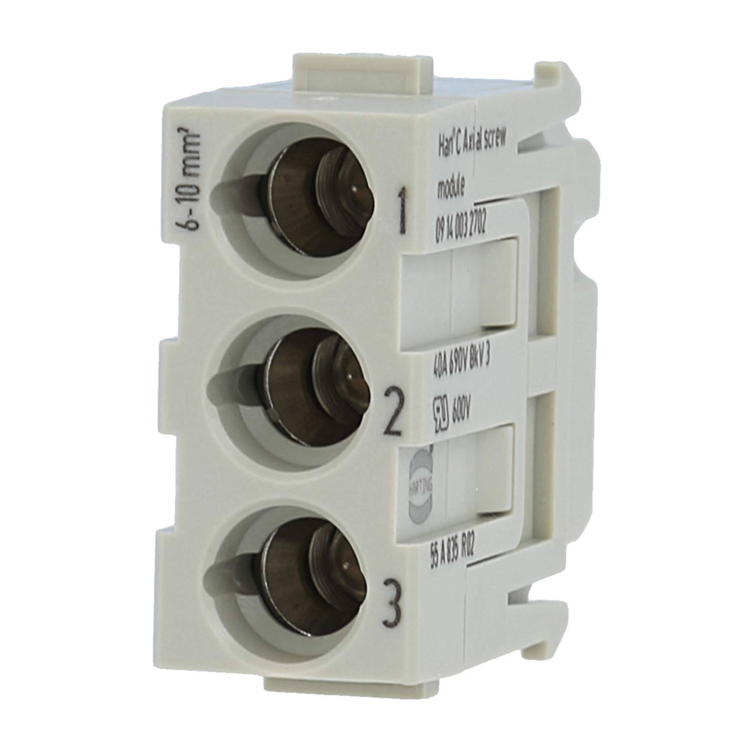 HARTING Han C Axial Modul Buchseneinsatz (F) Axialschraubanschluss, 3-polig 690V, 40A - 1 Stück