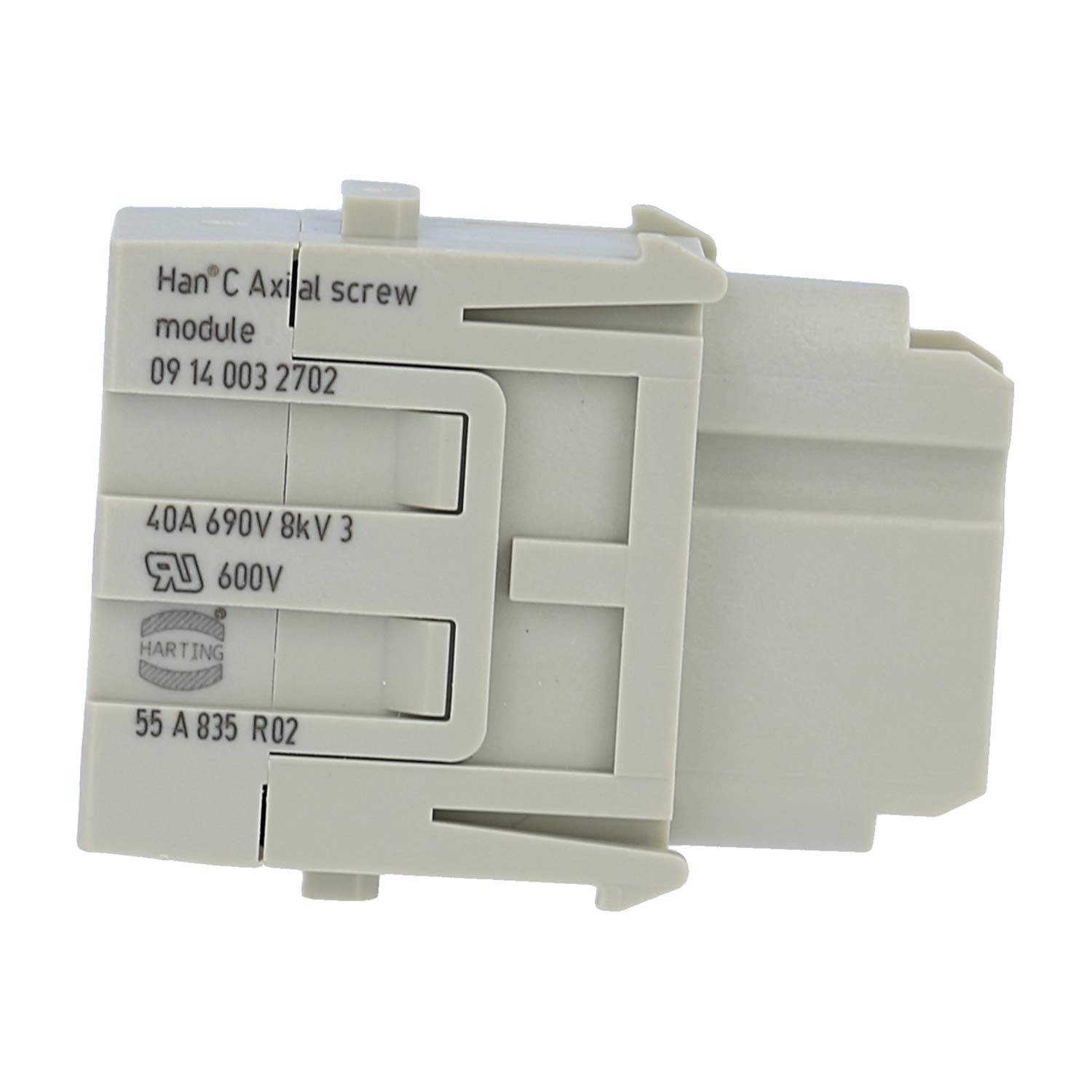 HARTING Han C Axial Modul Buchseneinsatz (F) Axialschraubanschluss, 3-polig 690V, 40A - 1 Stück
