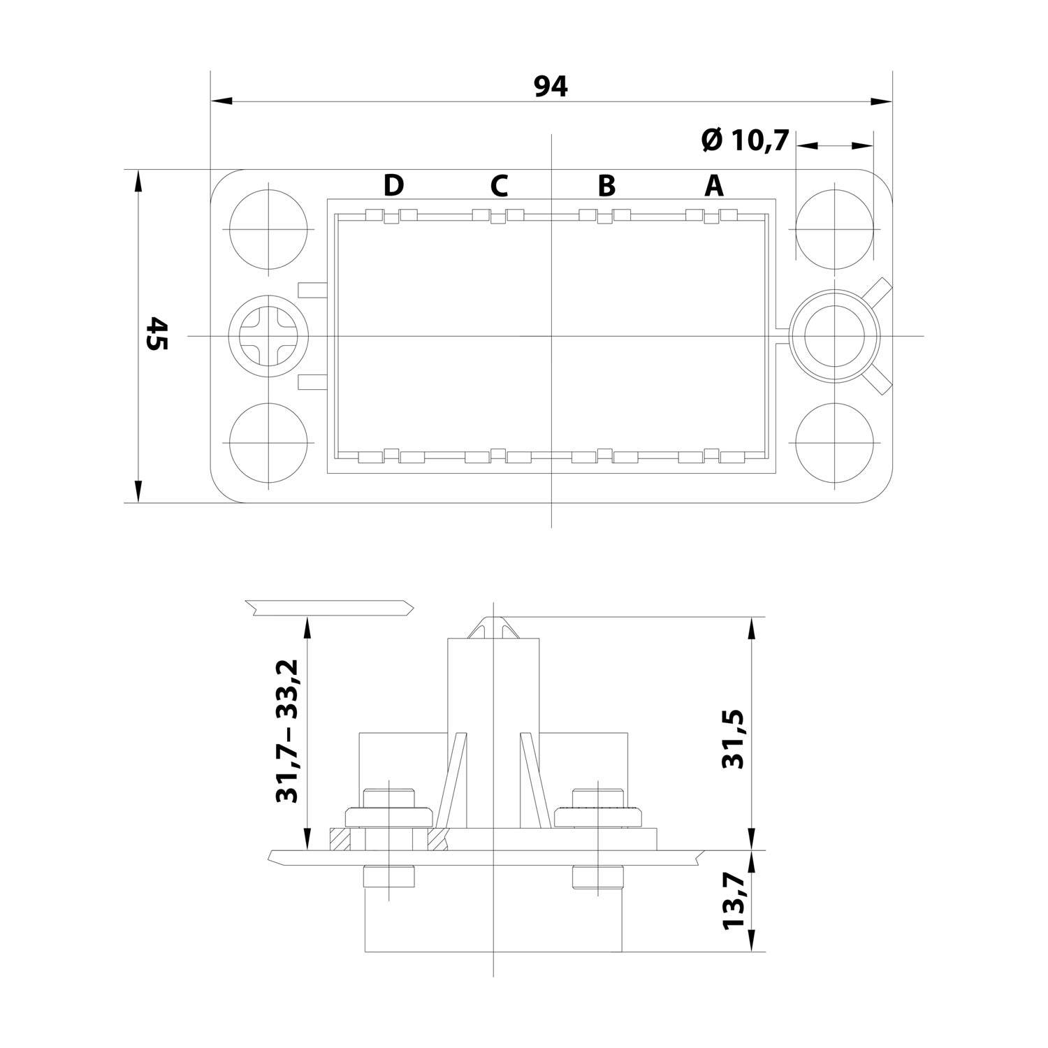 HARTING Han Andockrahmen, Schwimmend gelagert, 4 Module (M) Schwimmspiel +/-2,0mm Temperaturbereich -40°C bis 125°C - 1