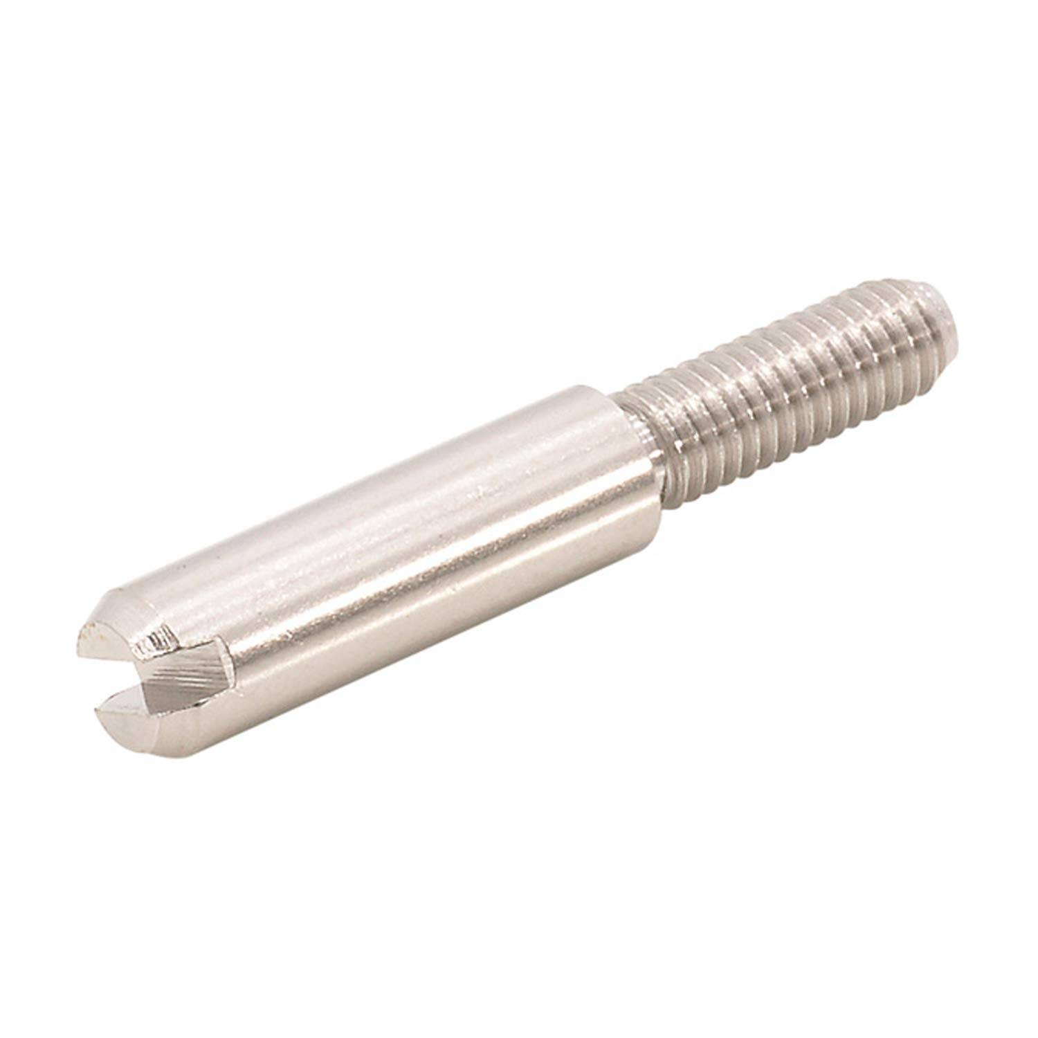 Ein Metallfastener mit einem Gewinde-Ende und einem gerilltem zylindrischen Körper, der zum Befestigen von Teilen verwendet wird.