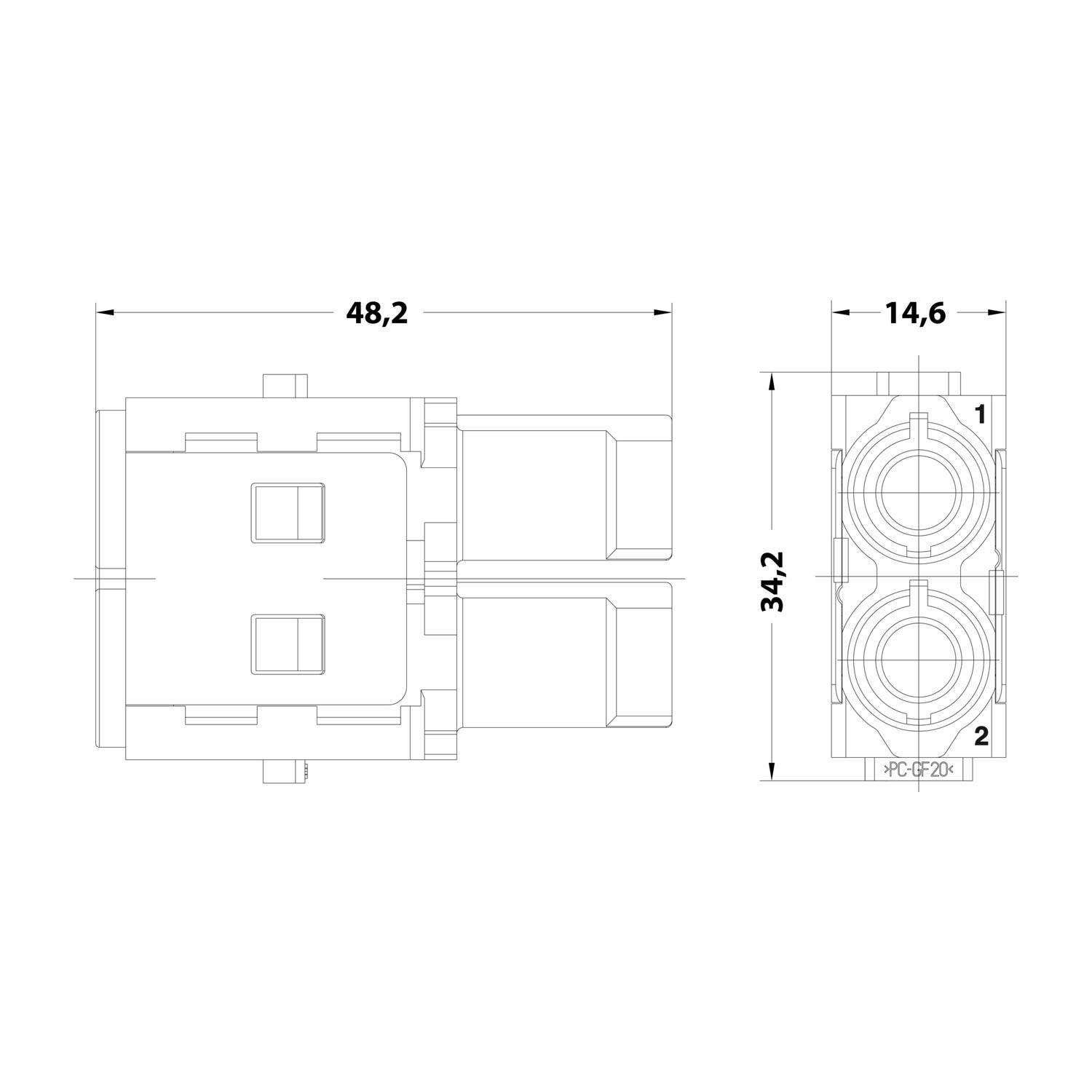HARTING Han 70 Ampere Modul Buchseneinsatz (F) Crimpanschluss, 2-polig 1000V, 70A - 1 Stück