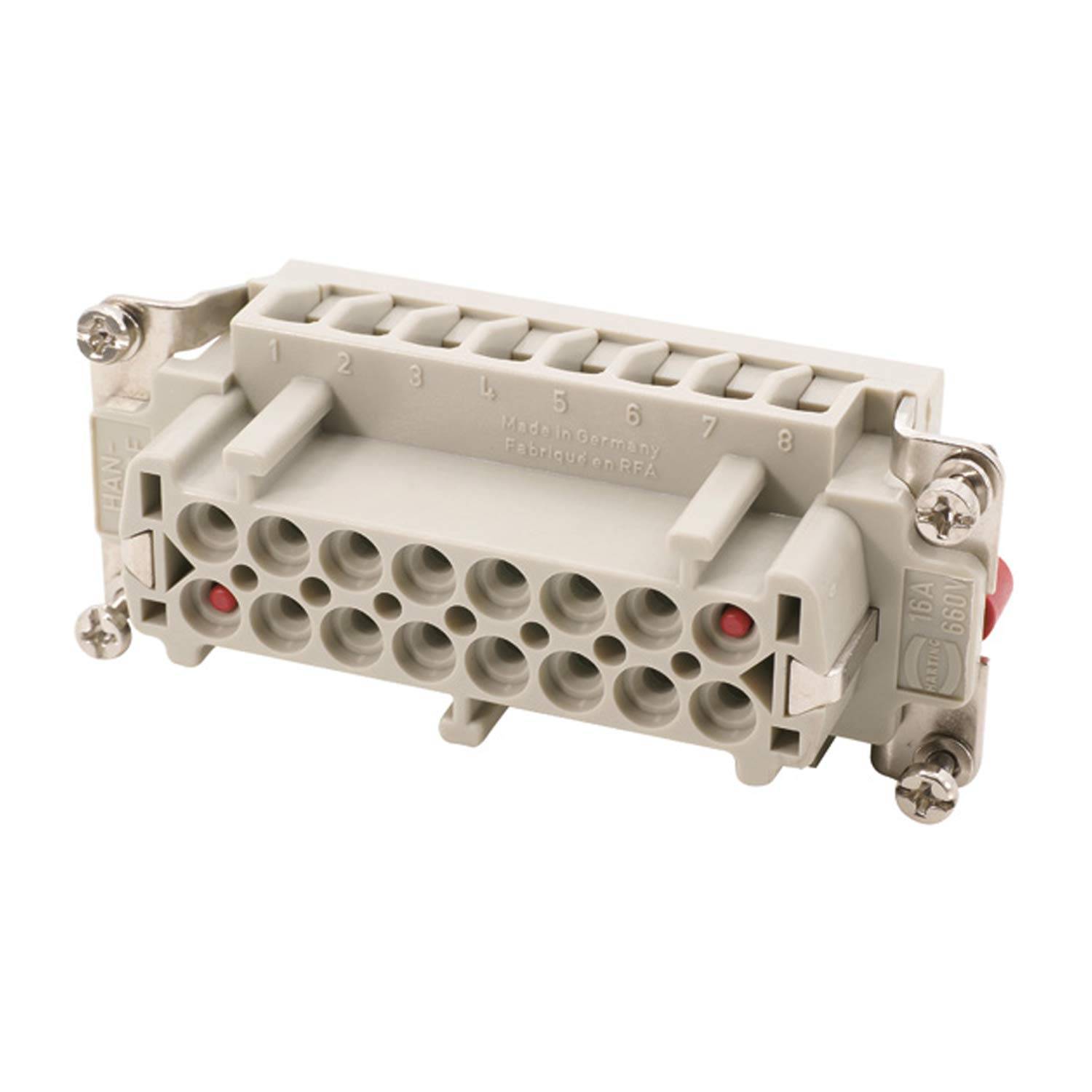 HARTING Han 6HvE mit 2 Schaltkontakte Buchseneinsatz (F) Crimpanschluss, 8-polig 6/2+PE 830V - 500V Steuerkontakt, 16A