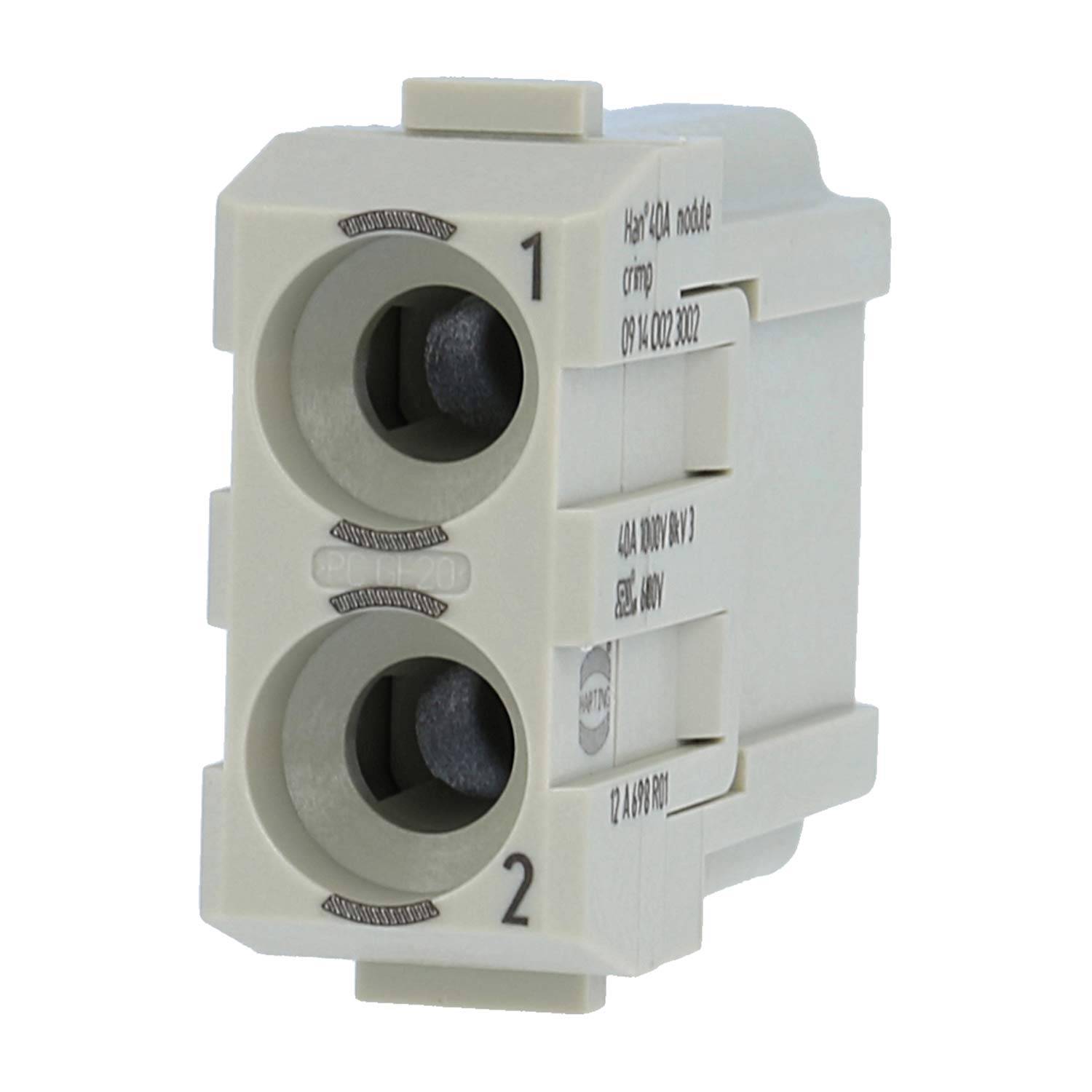HARTING Han 40 Ampere Modul Stifteinsatz (M) Crimpanschluss, 2-polig 1000V, 40A - 1 Stück