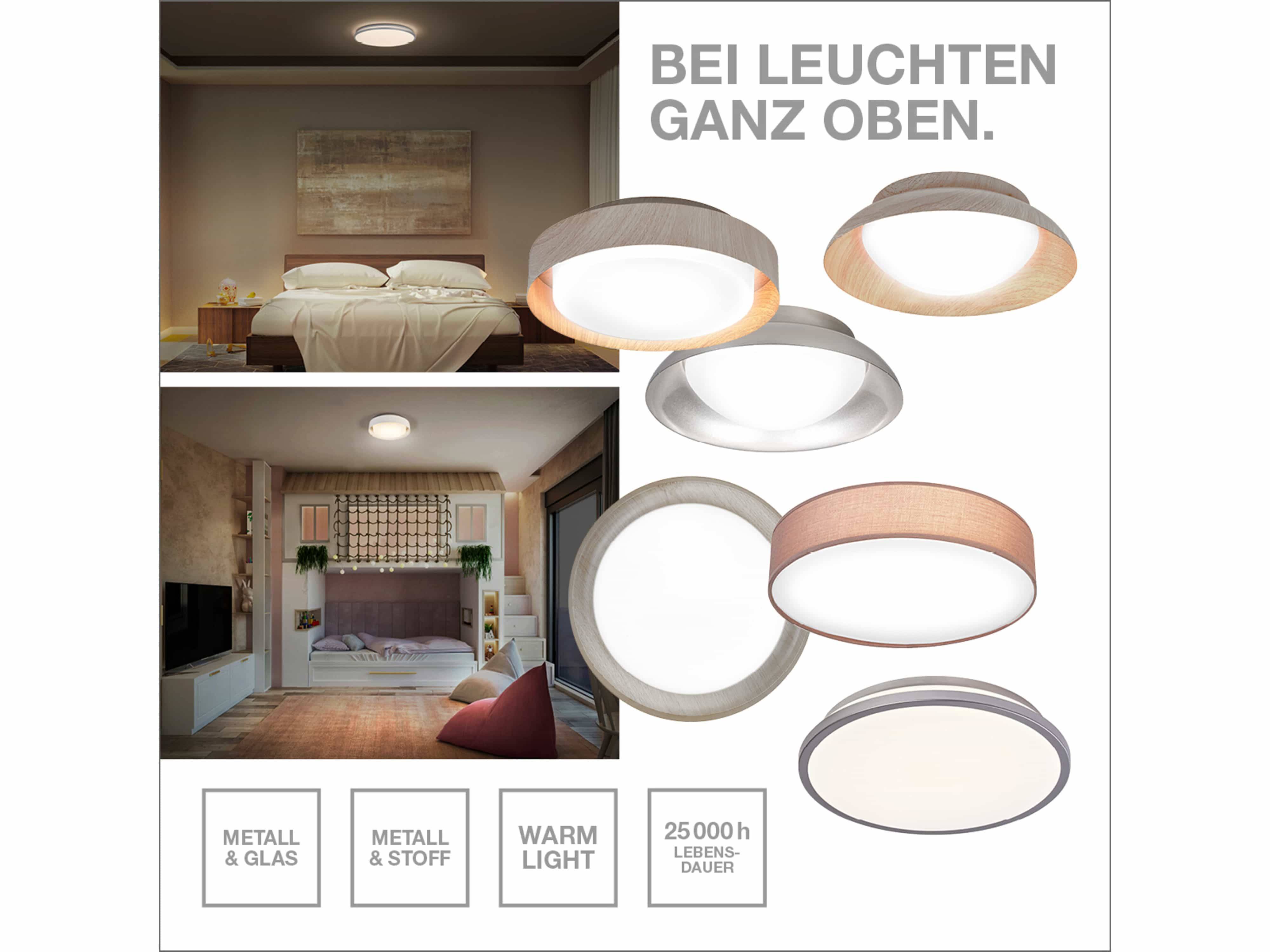 OSRAM LED-Deckenleuchte, 16W, 3000K, 1000lm, warmweiß, IP20, silber, Ø30 cm