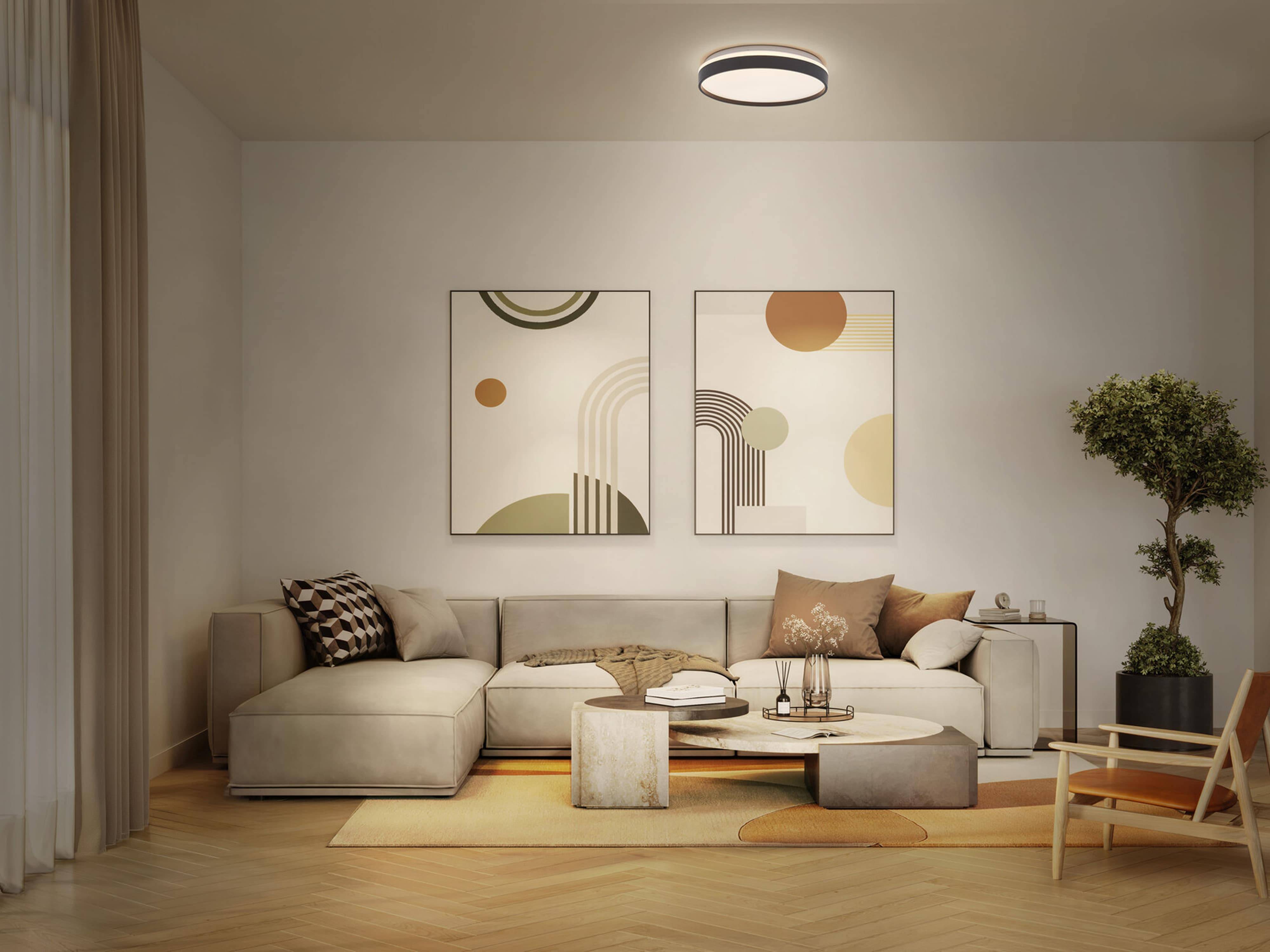 OSRAM LED-Deckenleuchte, 24W, 3000K, 1450lm, warmweiß, IP20, schwarz, Ø38,5cm