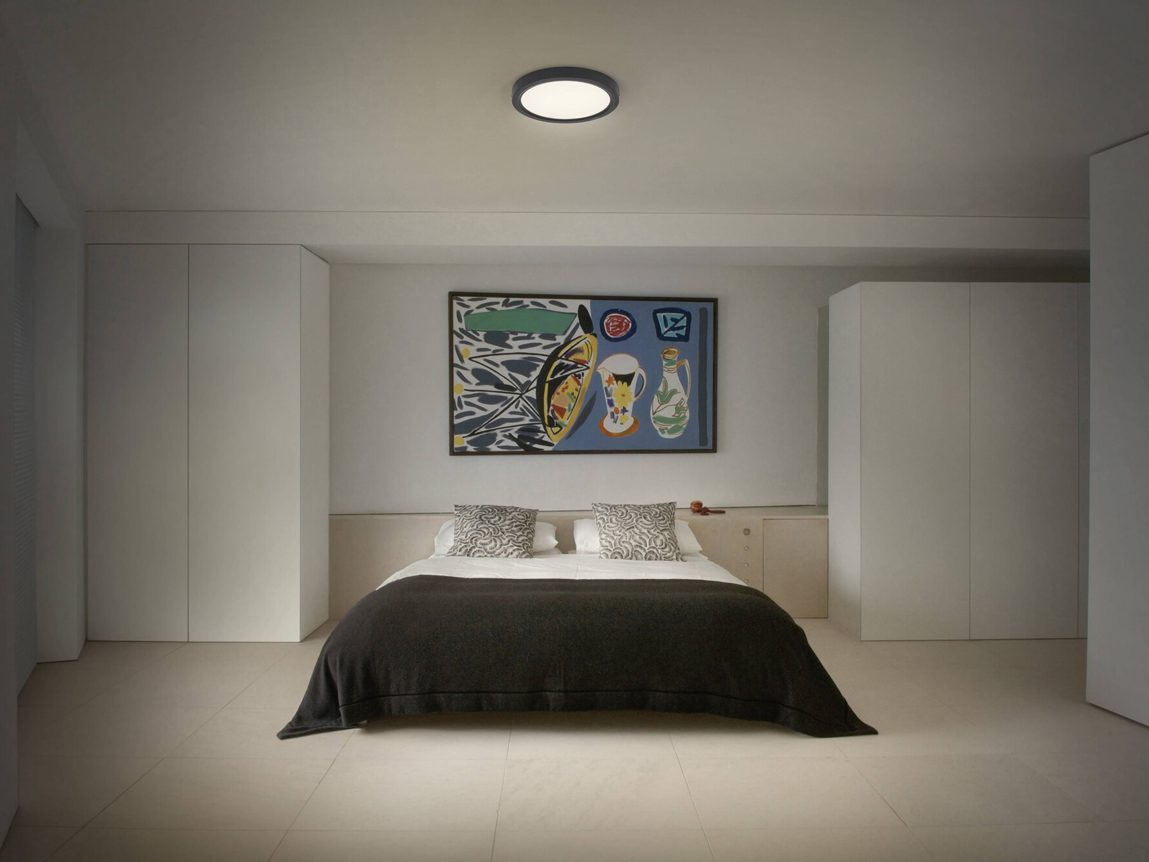 OSRAM LED-Deckenleuchte, 24W, 3000K, 2500lm, warmweiß, IP20, dimmbar, schwarz, Ø32 cm