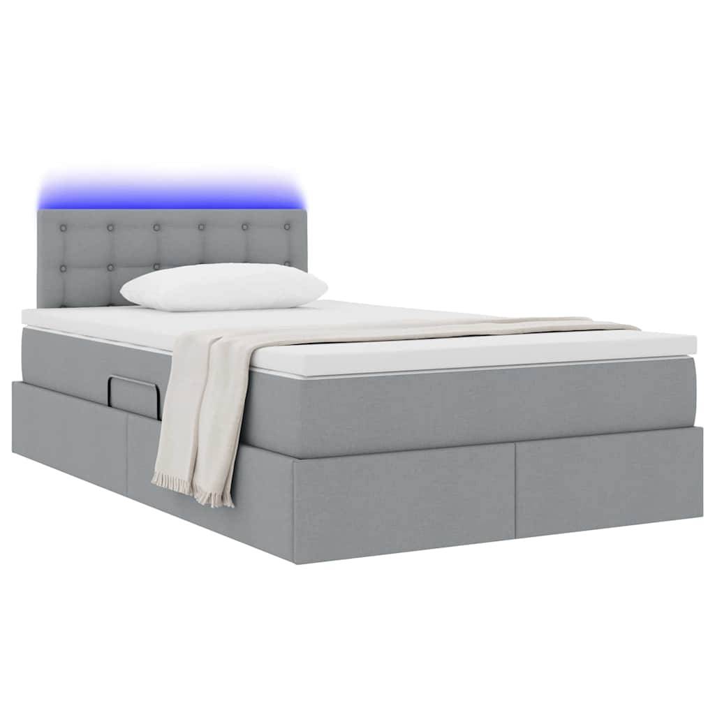 vidaXL LED-Speicherbett mit Matratze Hellgrau 120 x 200 cm Stoff