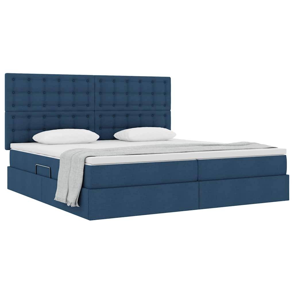 vidaXL Aufbewahrungsbett mit Matratze Blau 200 x 200 cm Stoff