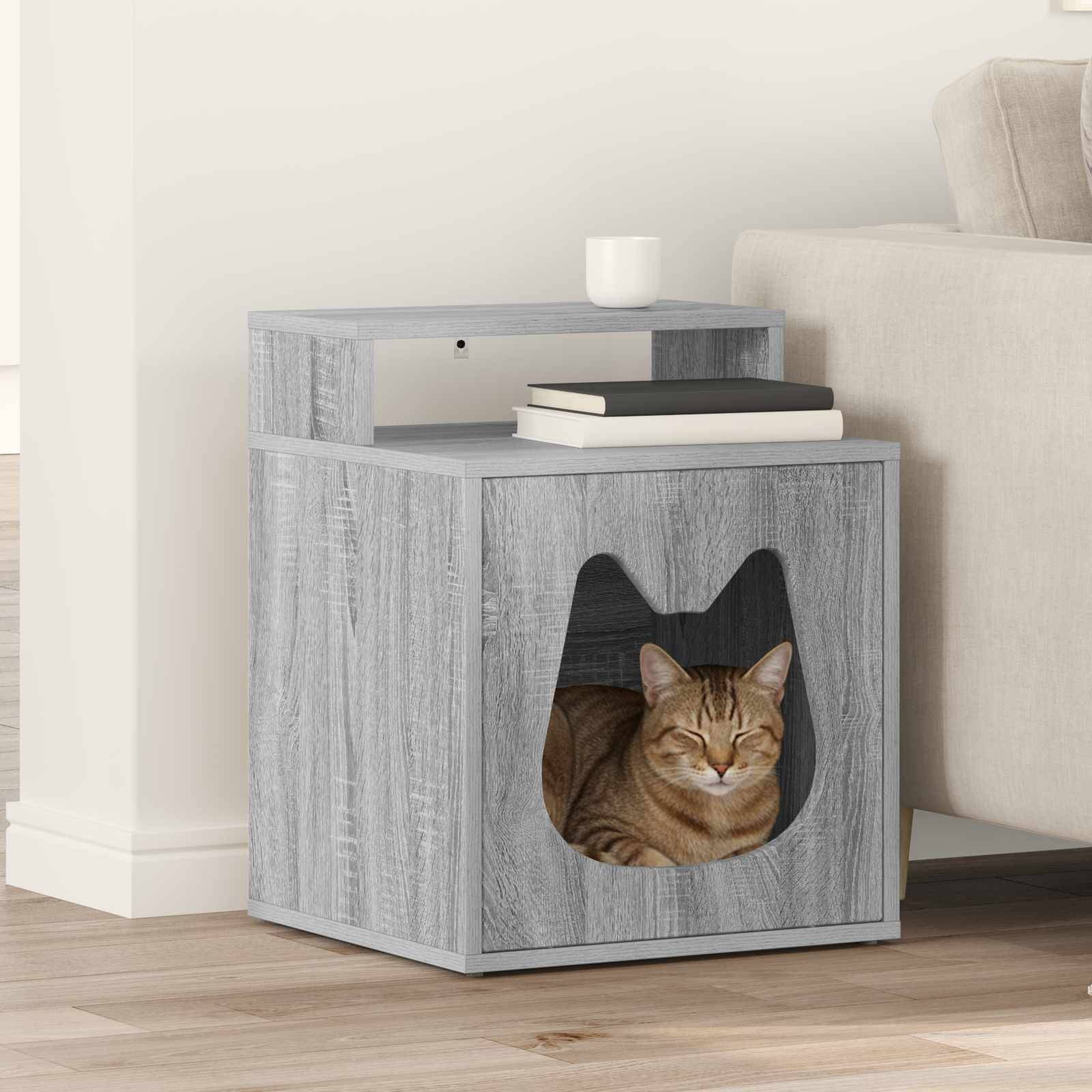 vidaXL Katzenhaus Graues Sonoma 42,5 x 40 x 53,5 cm Holzwerkstoff
