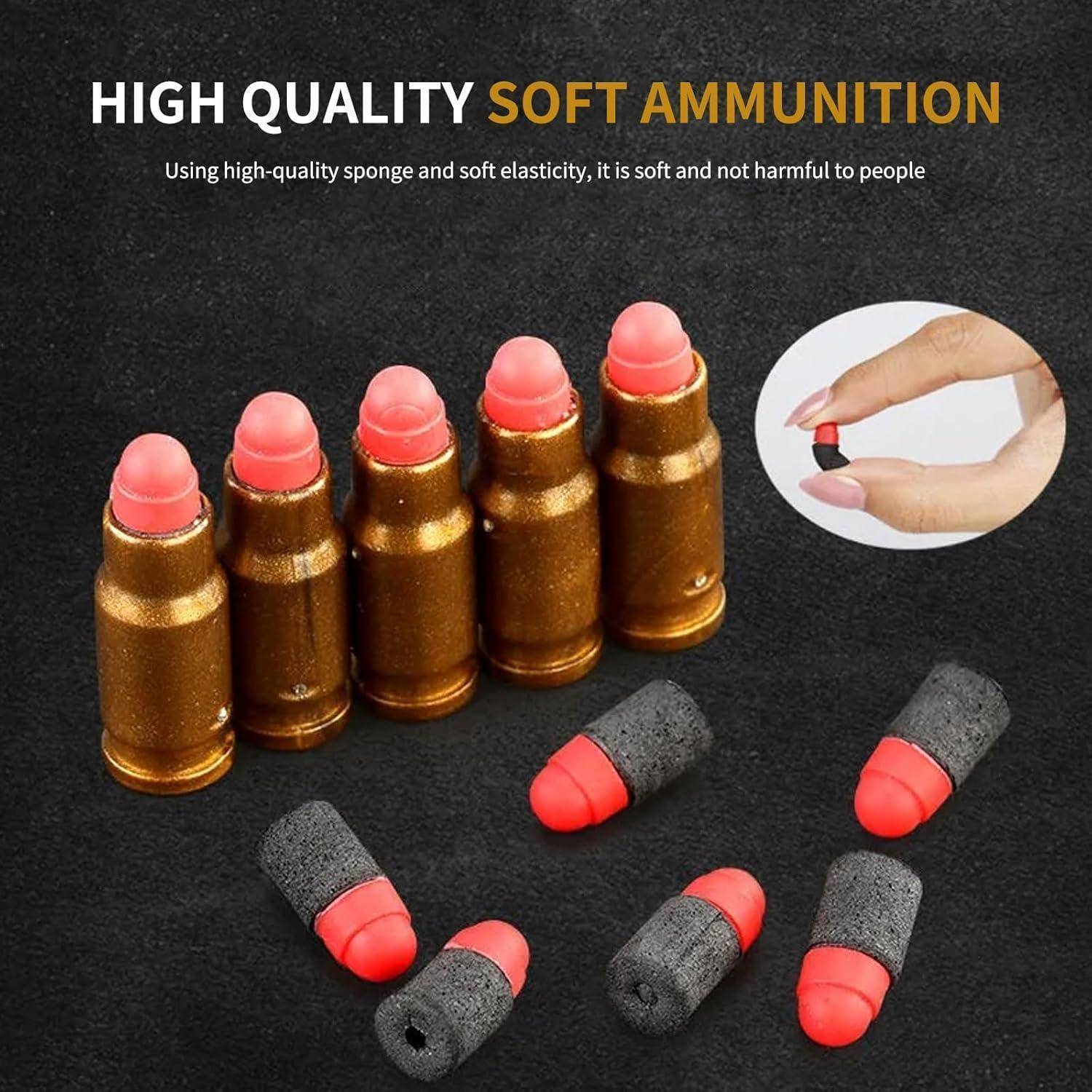 Weiche Munition, hergestellt aus hochwertigem Schwammmaterial, fördert die Sicherheit. Das Foto zeigt Schaumstoffgeschosse mit roten Spitzen, die die weiche Textur betonen.