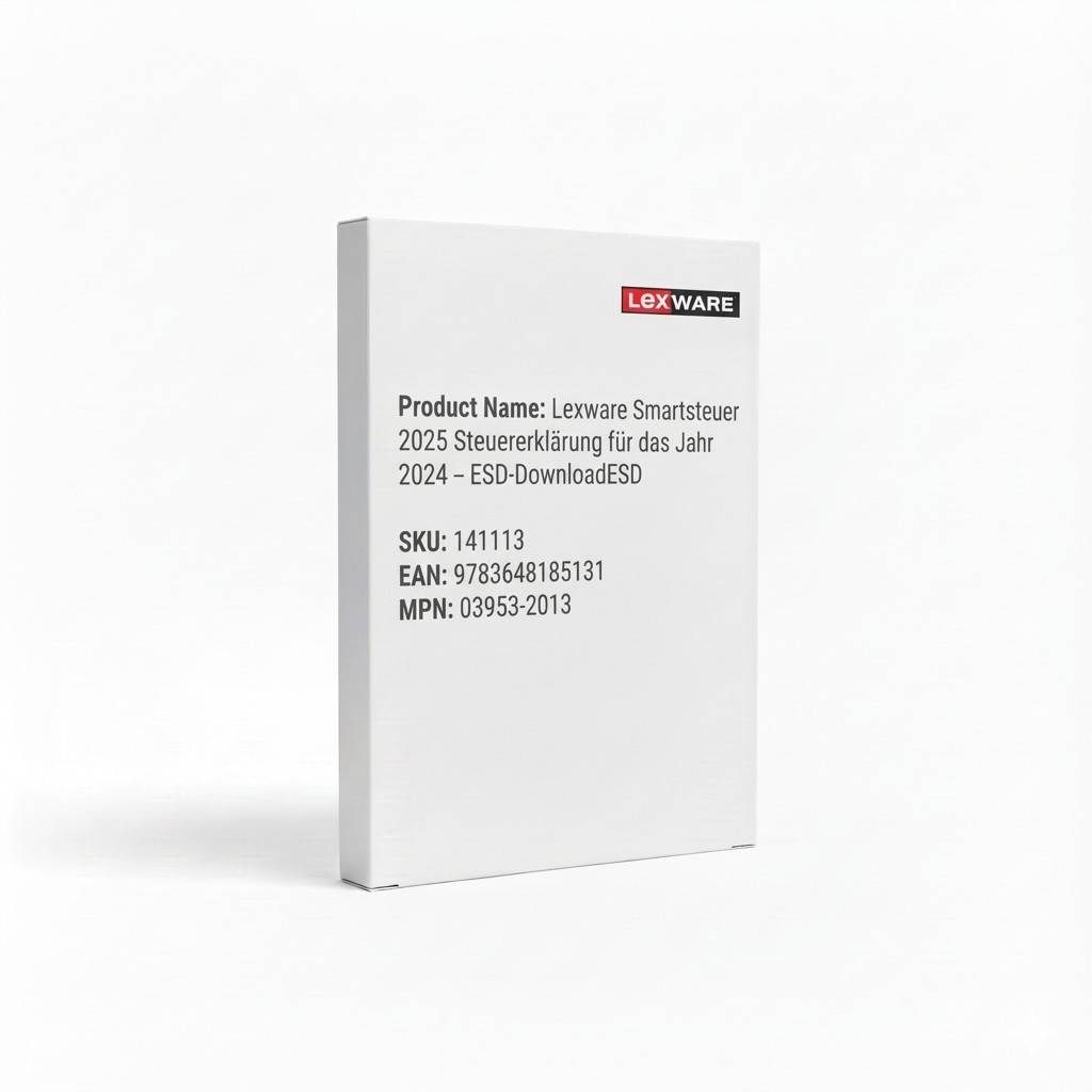 Lexware Smartsteuer 2025 Softwarebox. Enthält Produktname, SKU: 141113, EAN: 9783648185131, MPN: 03953-2013.