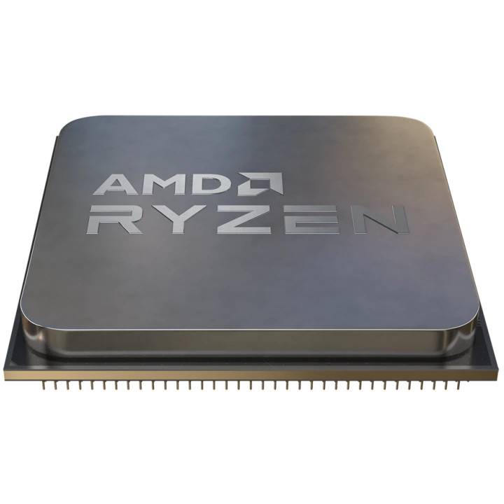Bild eines AMD Ryzen-Prozessors, der die metallische Oberfläche mit dem eingraviertem Logo zeigt und fortschrittliche Computertechnologie veranschaulicht.