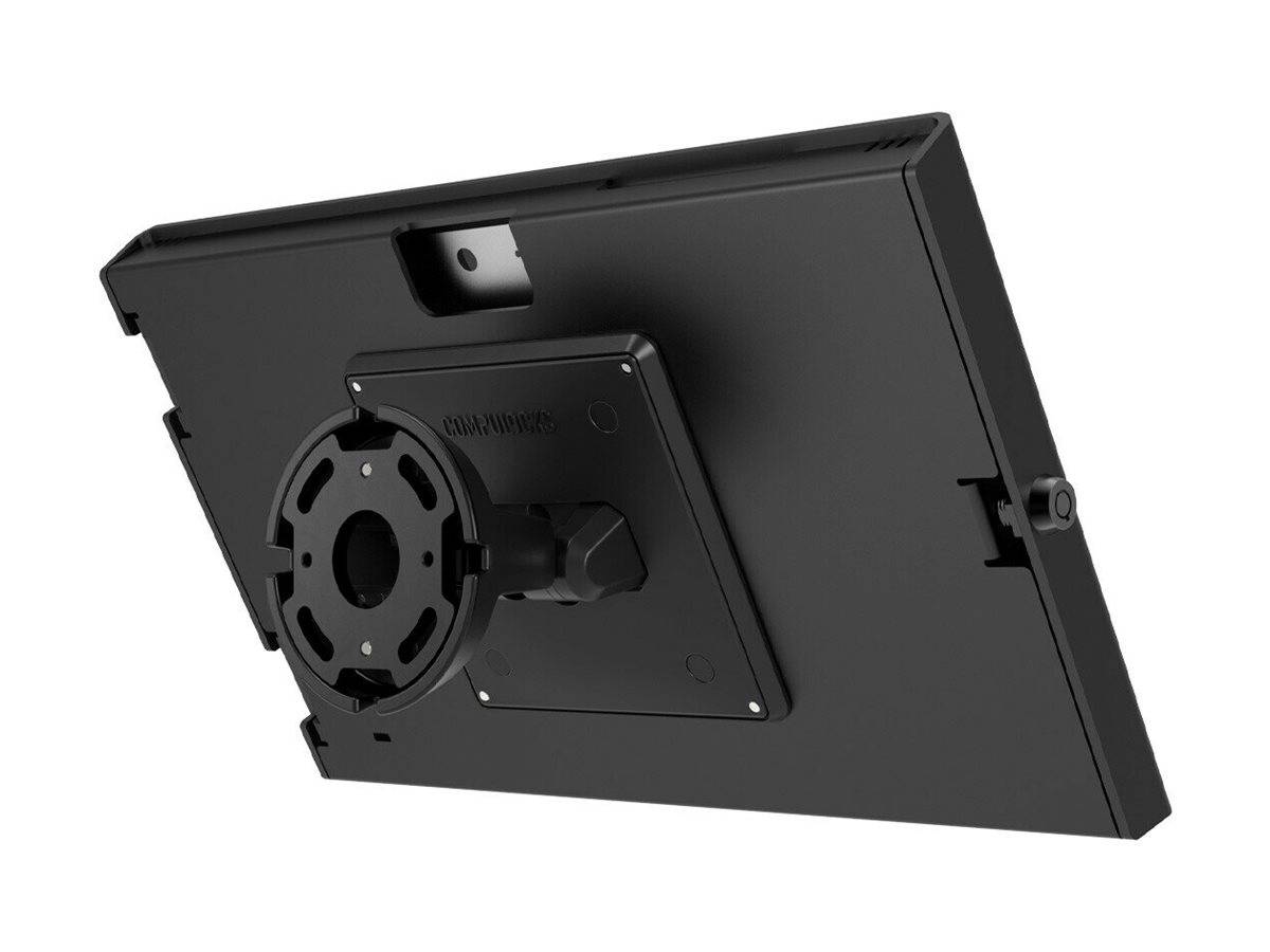 Rückansicht eines Monitors mit einem VESA-Montagehalterung, die Kabelmanagement-Funktionen und eine für Wandmontage geeignete Konstruktion zeigt.
