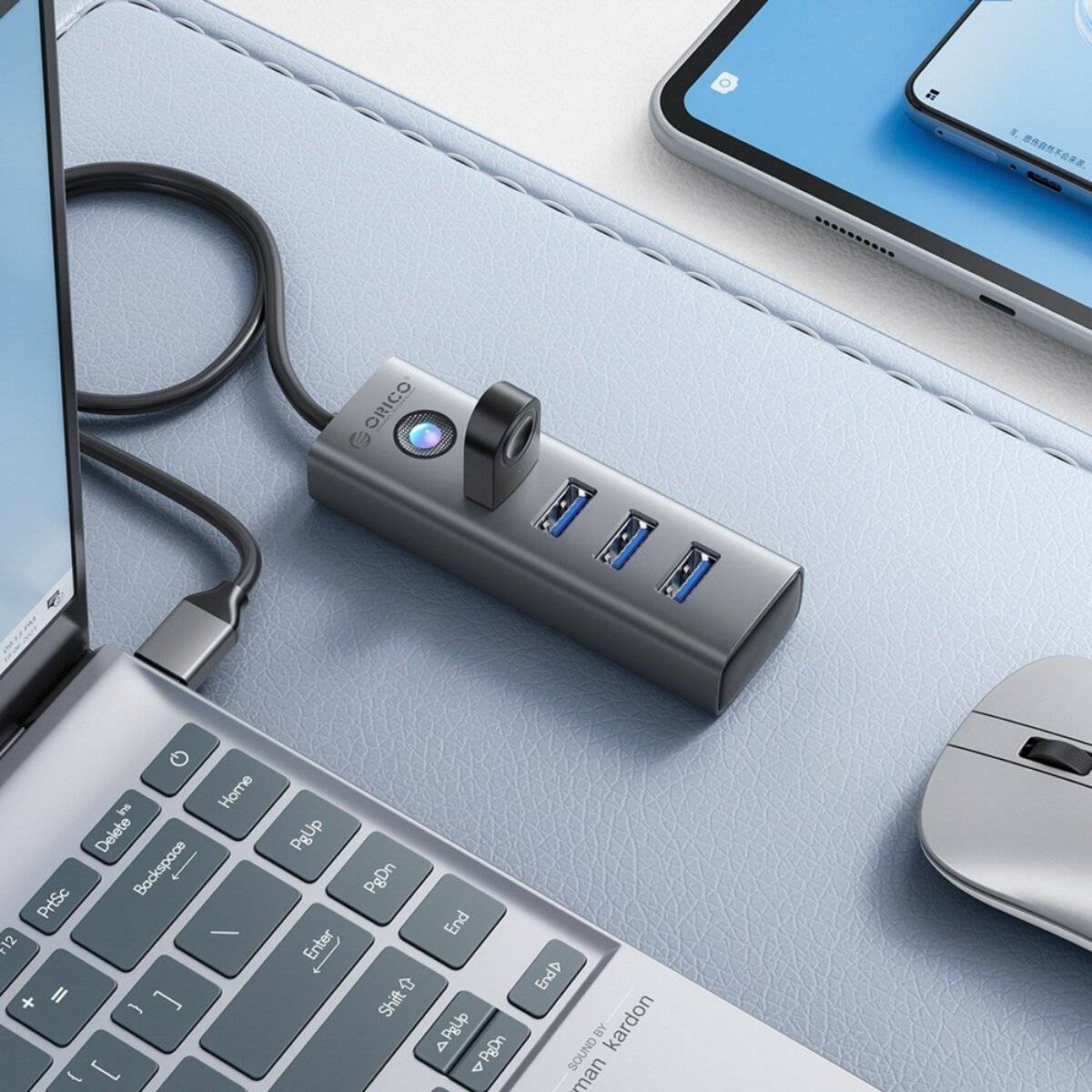 Hub Orico PDD4U-U3 4x USB-A 3.0 - grau