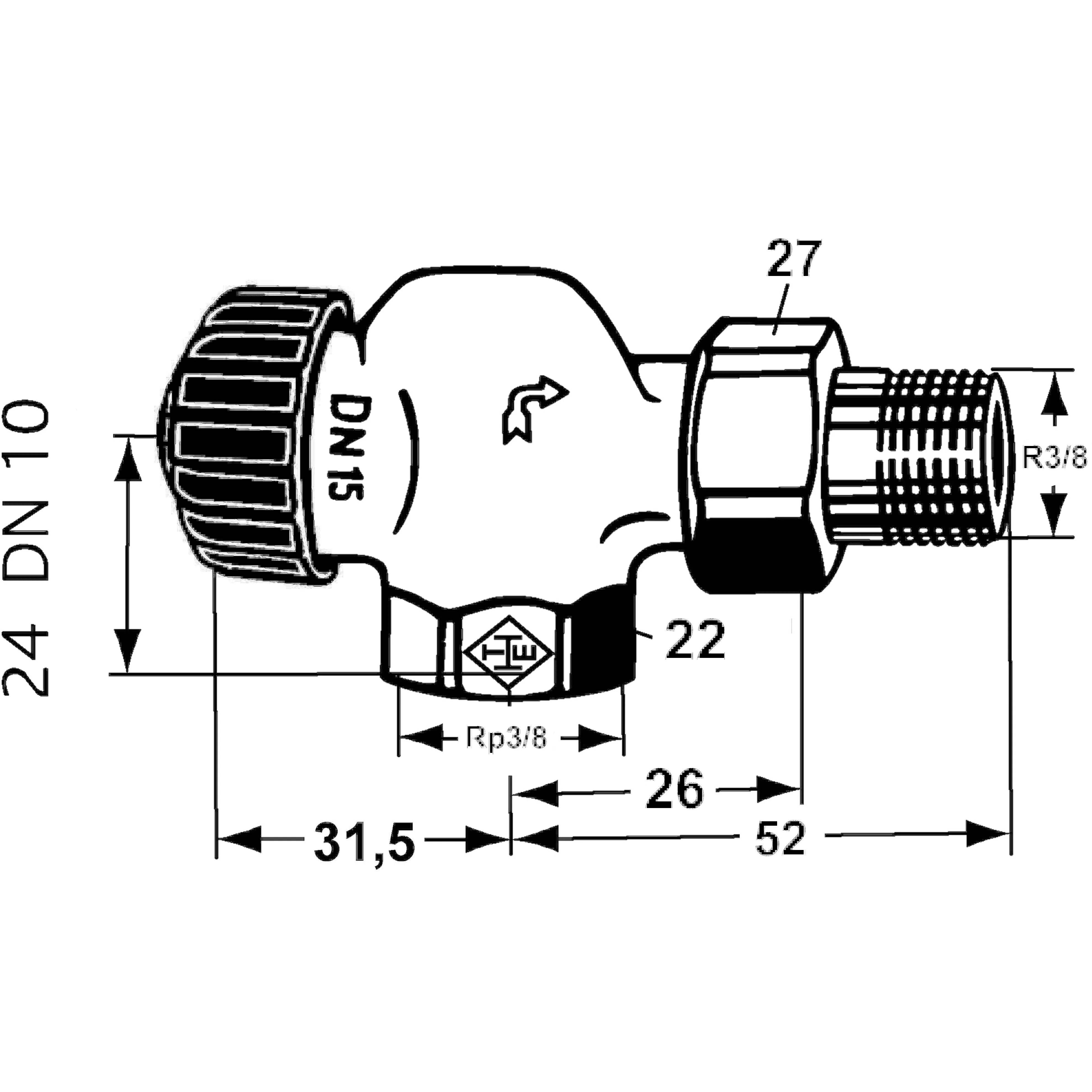 IMI Heimeier Thermostatventil Axialform 3/8 Zoll, 1 Stk.