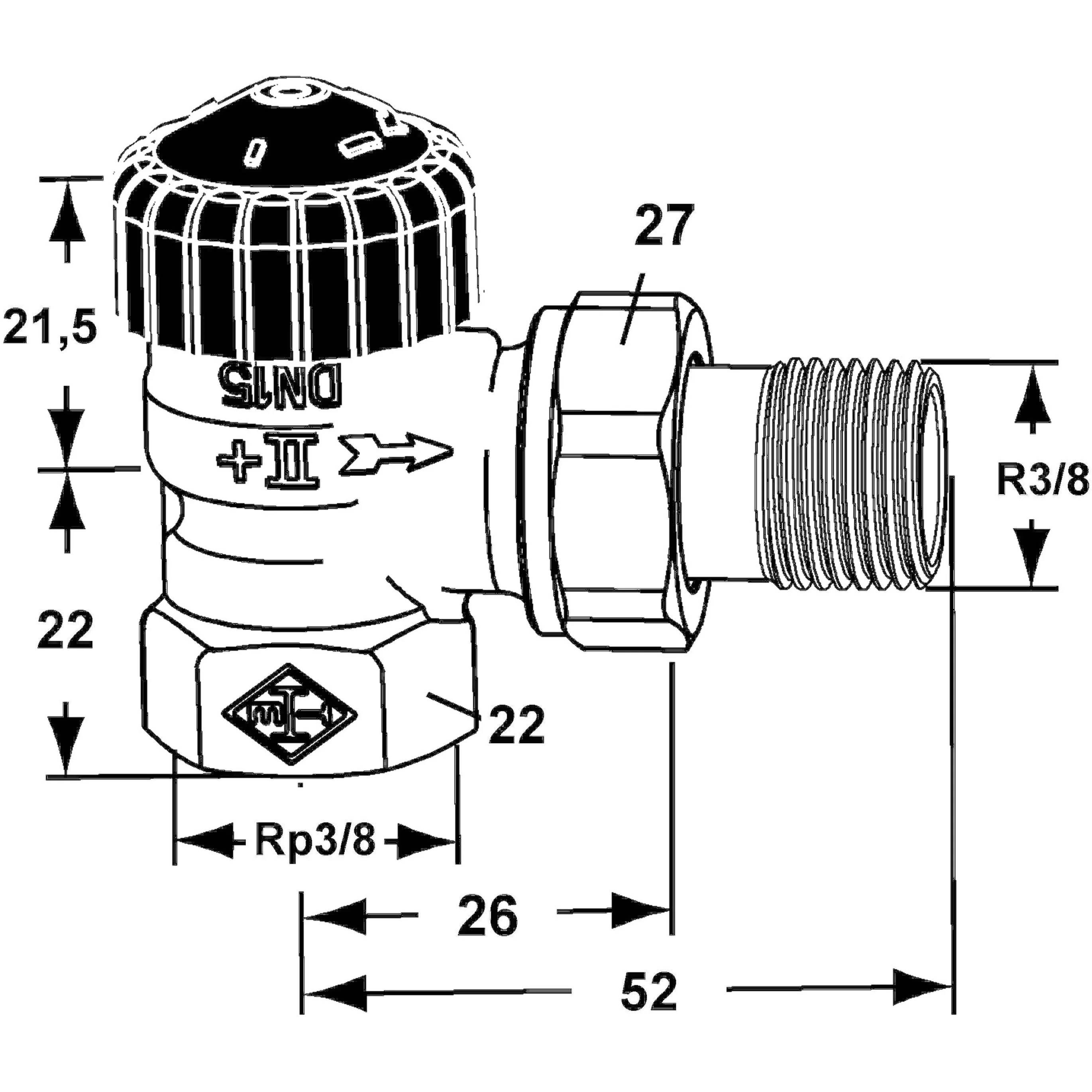 IMI Heimeier Thermostatventil Eckform 3/8 Zoll, 1 Stk.