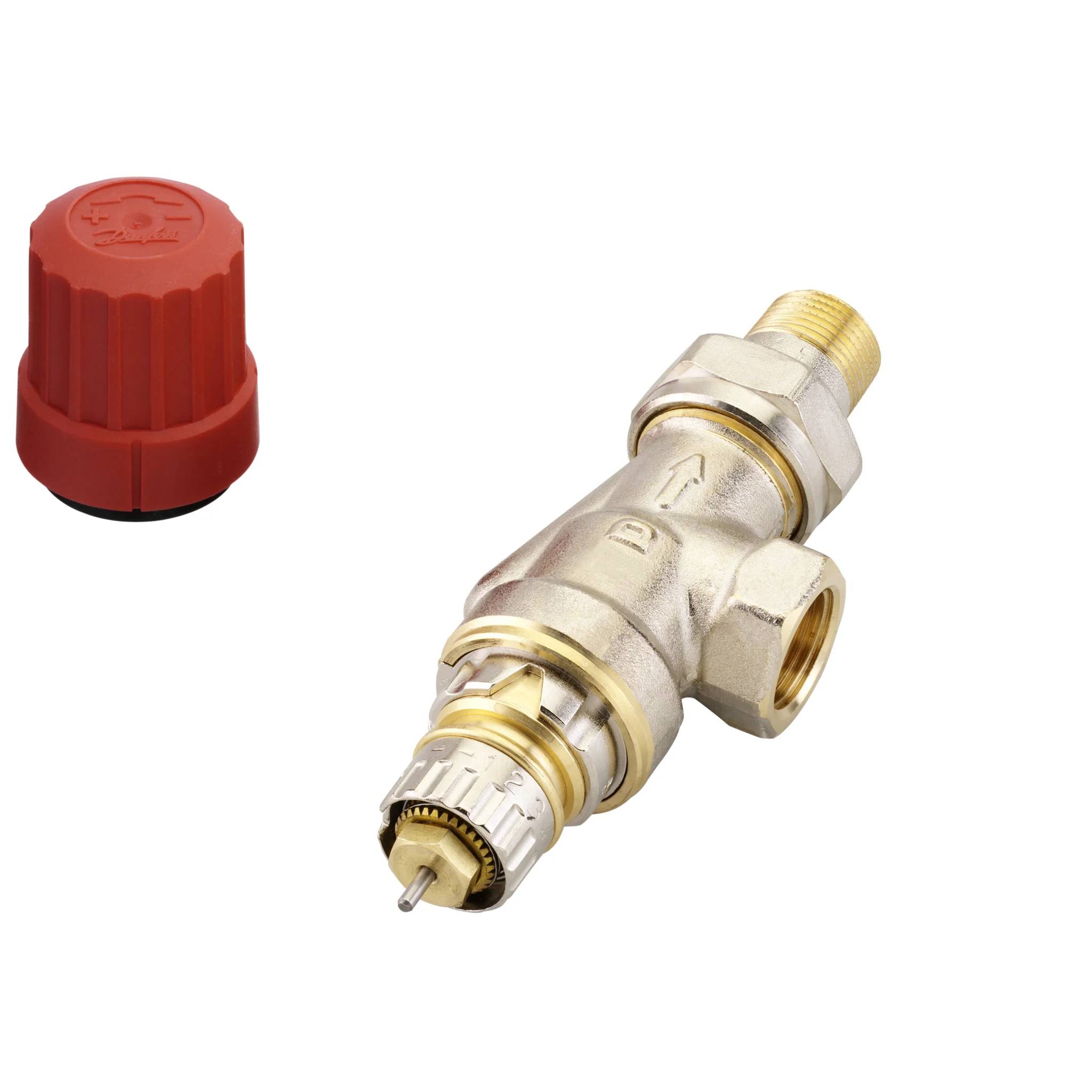 Danfoss Ventilgehäuse RA-N 10 R 3/8, UK (Axial), matt vernickelt, 1 Stk.