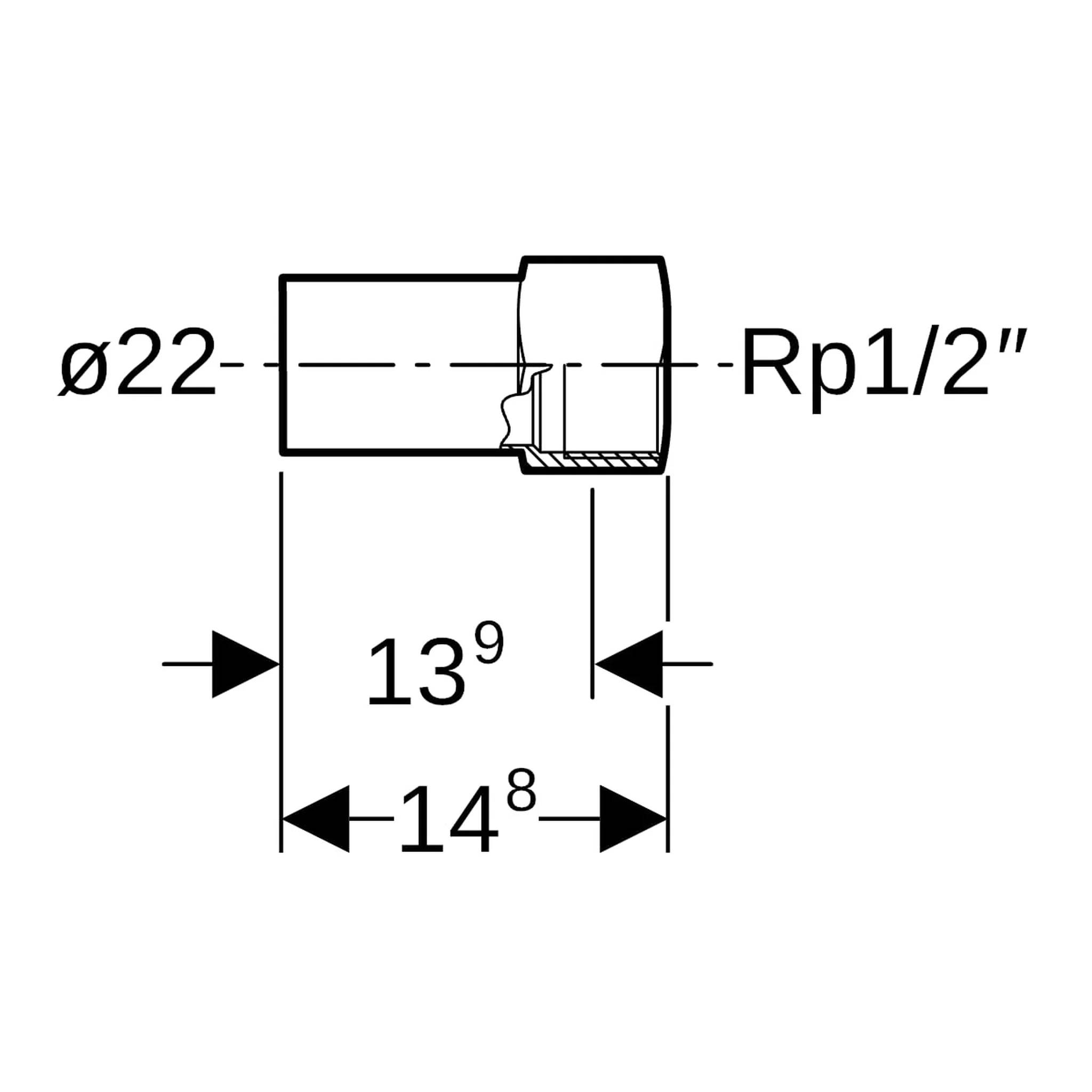 Geberit Mapress Therm Übergang mit Innengewinde und Einschubende, d=22mm, Rp=1/2″, 1 Stk.