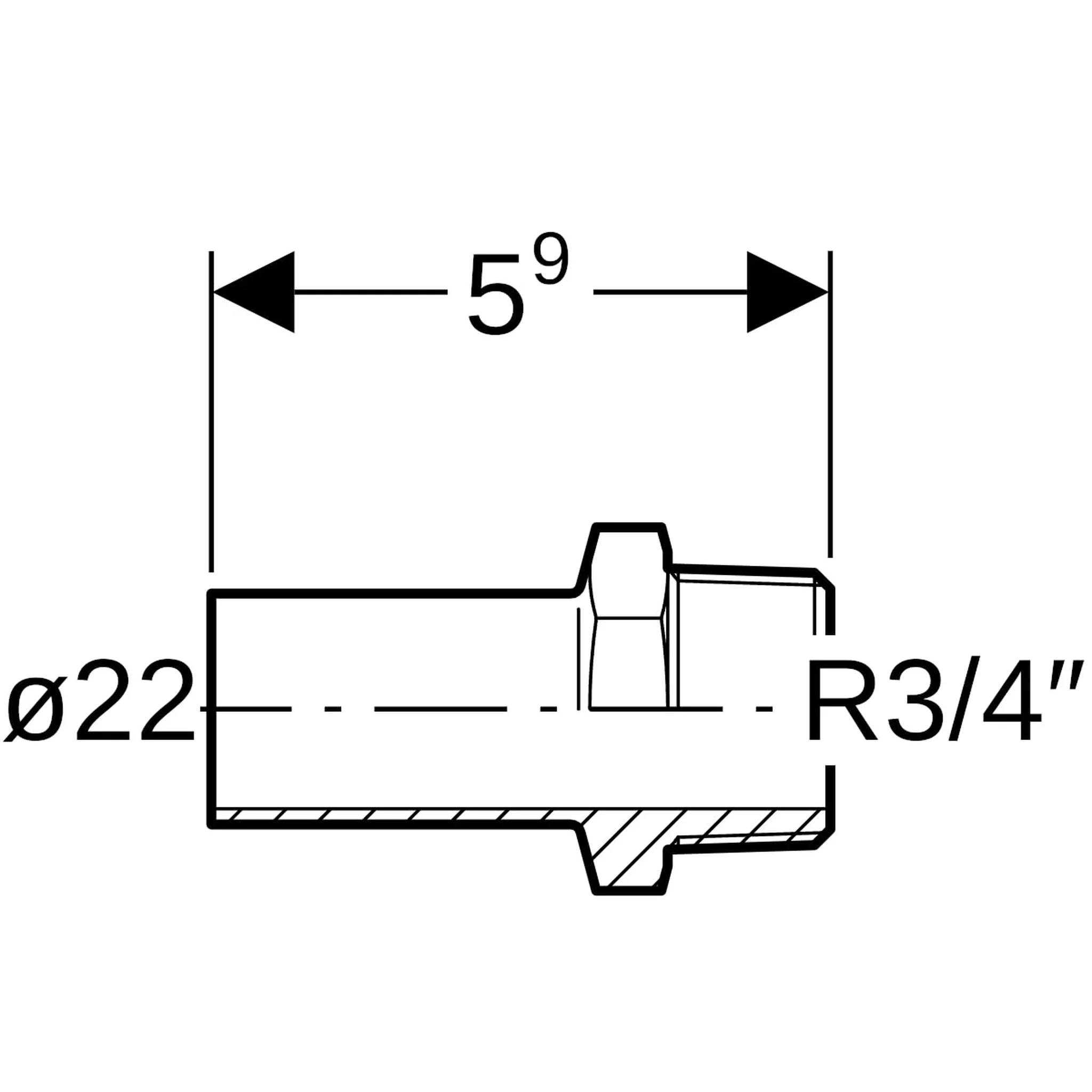 Geberit Mapress Therm Übergang, AG, Einschubende, d=22mm, R=3/4″, 1 Stk.