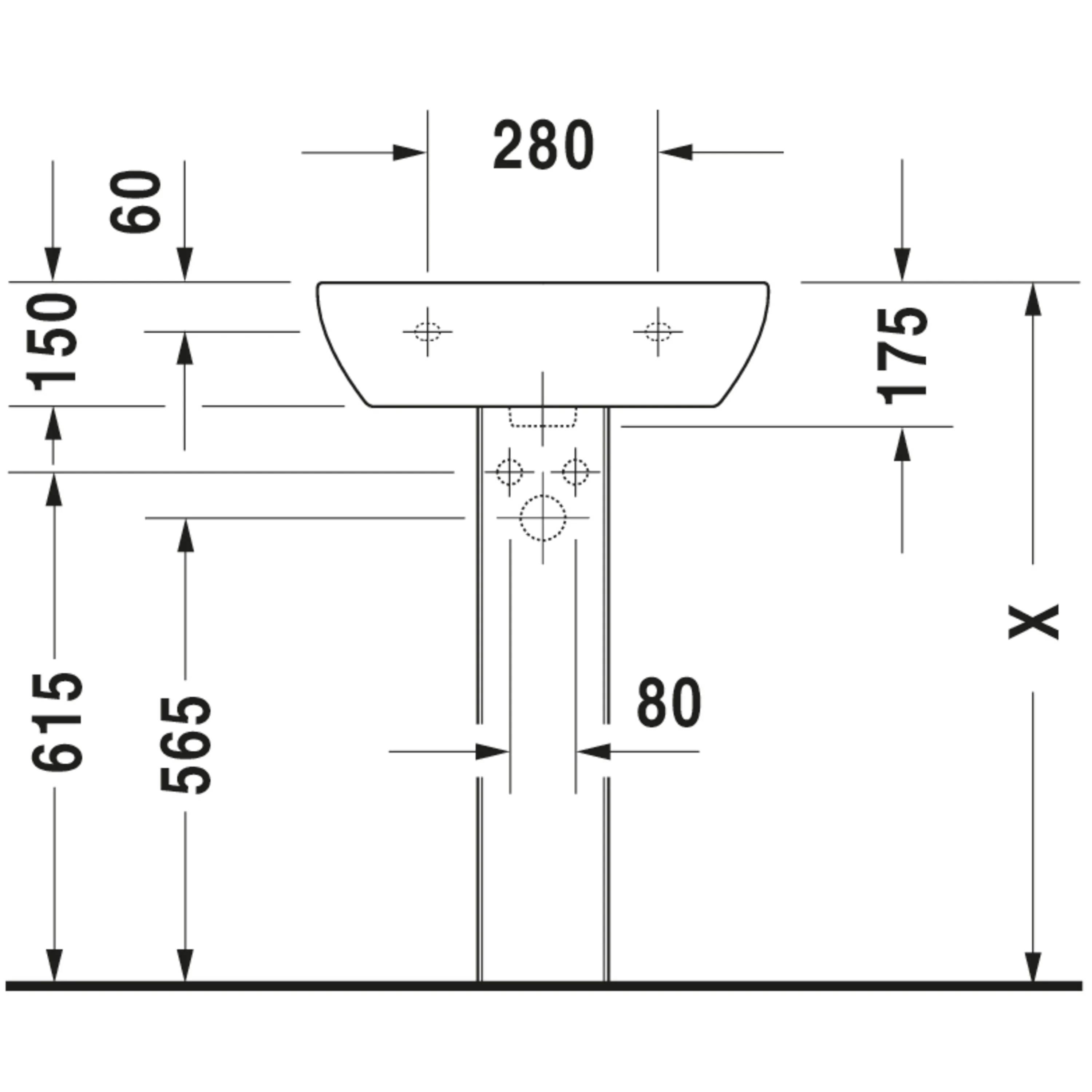 Duravit D-Code, Waschtisch, Weiß, Hochglanz, 550 mm, 23105500002, 1 Stk.