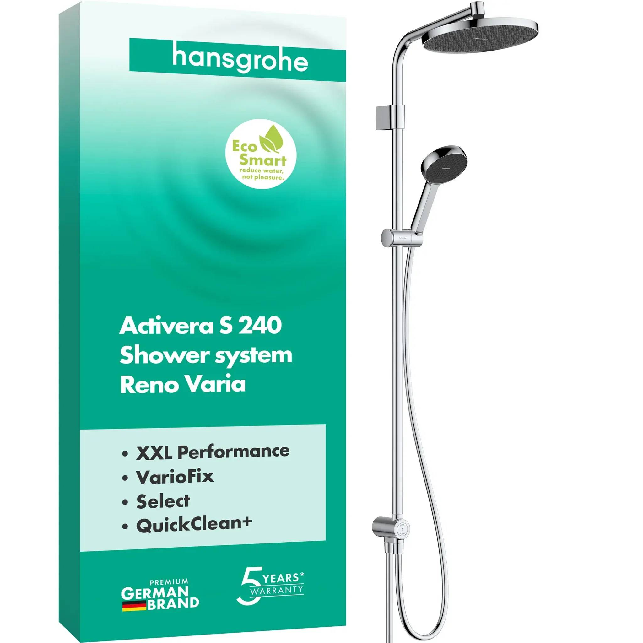 hansgrohe Activera S Showerpipe 240 1jet EcoSmart Reno Varia, Chrom