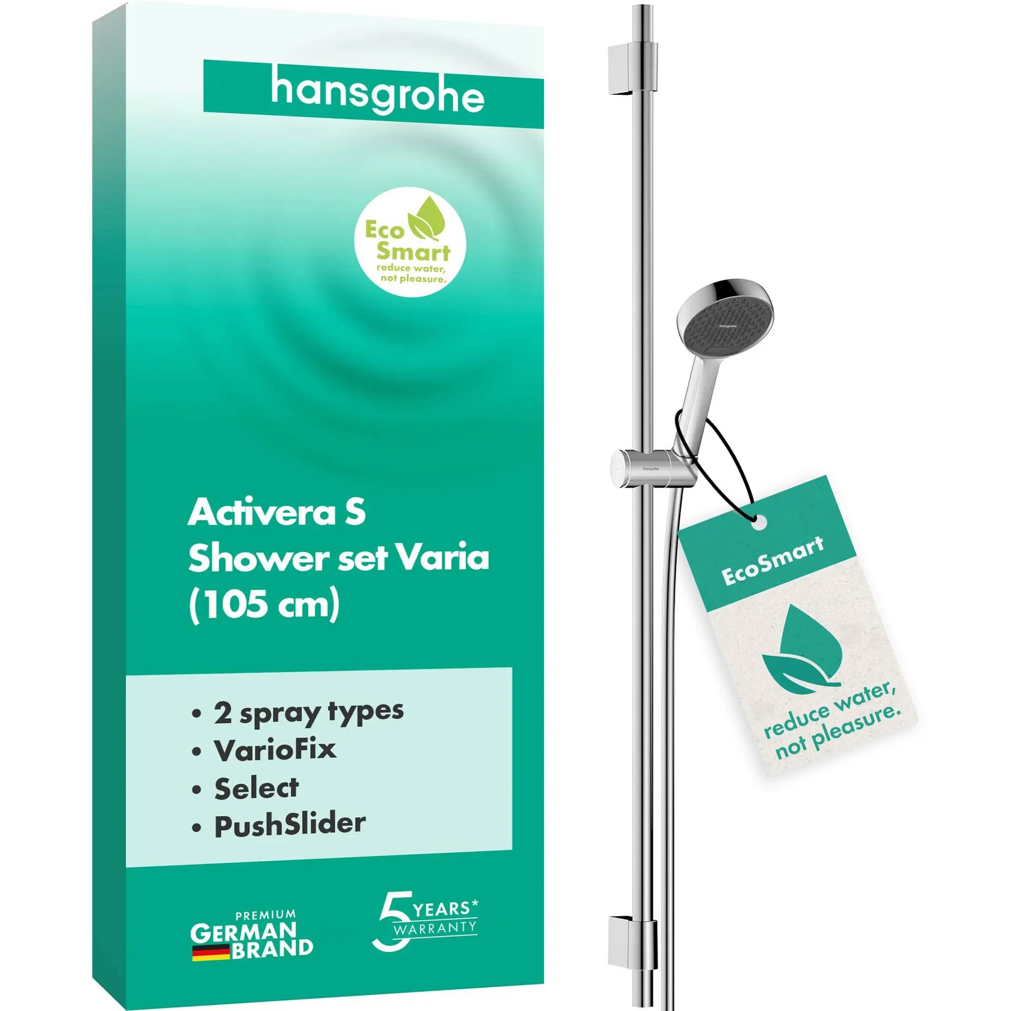 hansgrohe Activera Select S Brauseset 95 2jet EcoSmart mit Brausestange Varia 105 cm, Chrom