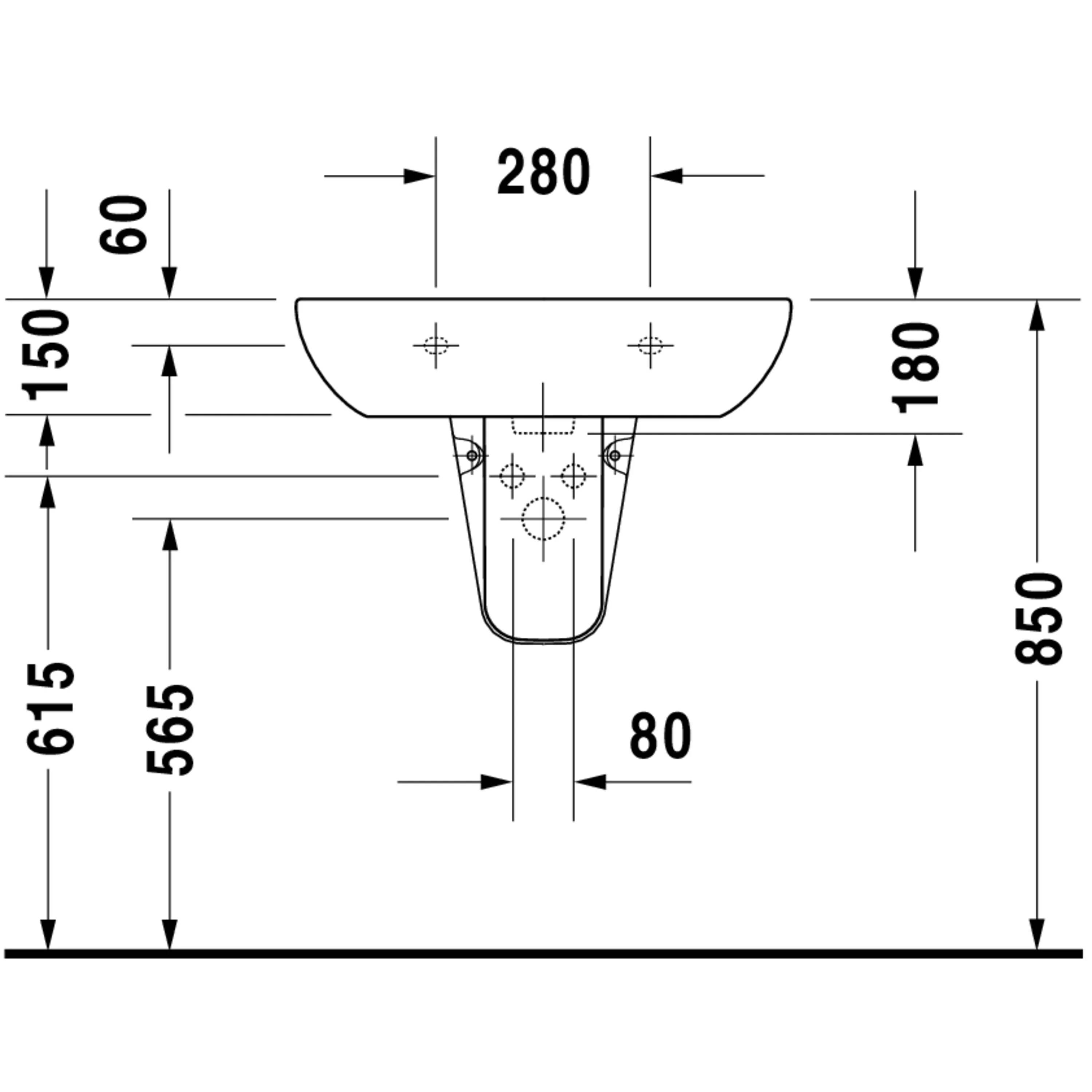 Duravit D-Code Waschtisch, Weiß Hochglanz, 650 mm, 23106500002, 1 Stk.