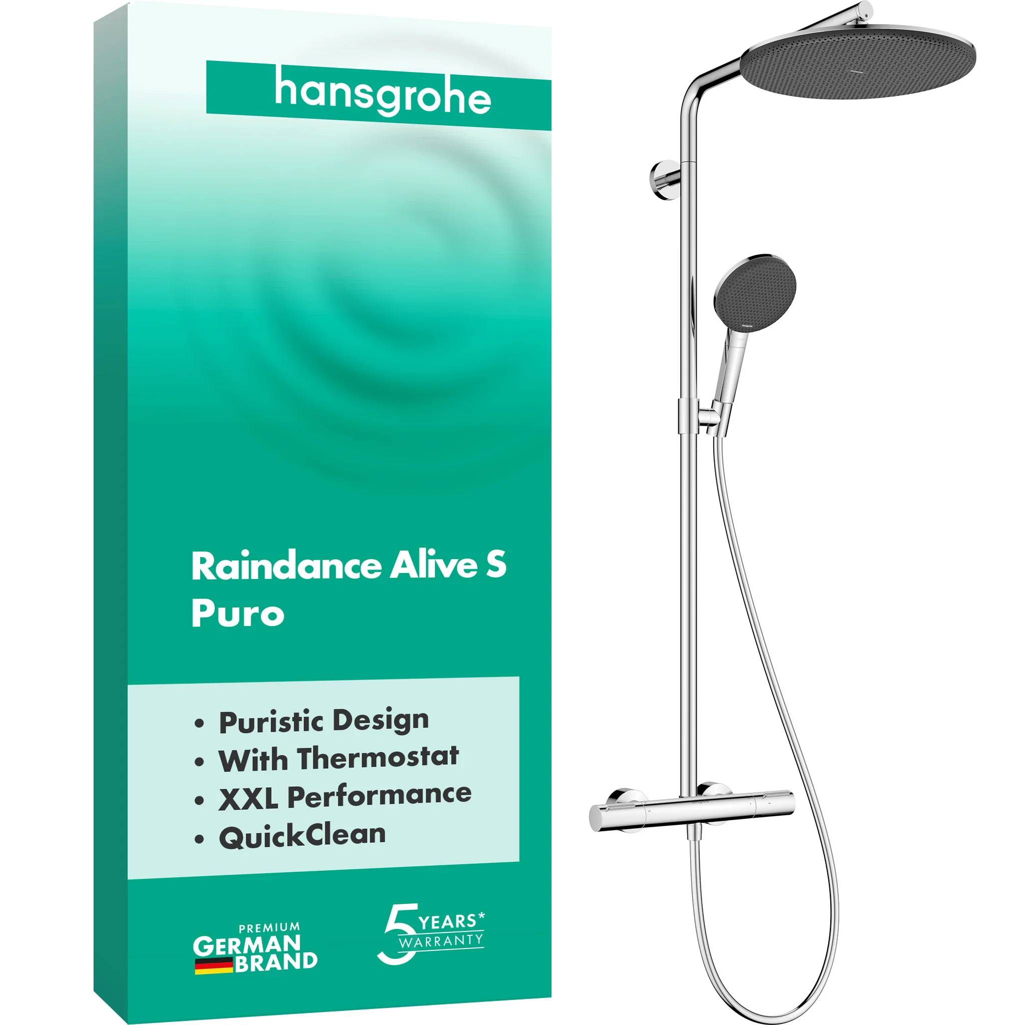 hansgrohe Showerpipe Raindance Alive S Puro 300 1jet mit Ecostat Element chrom, 1 Stk.