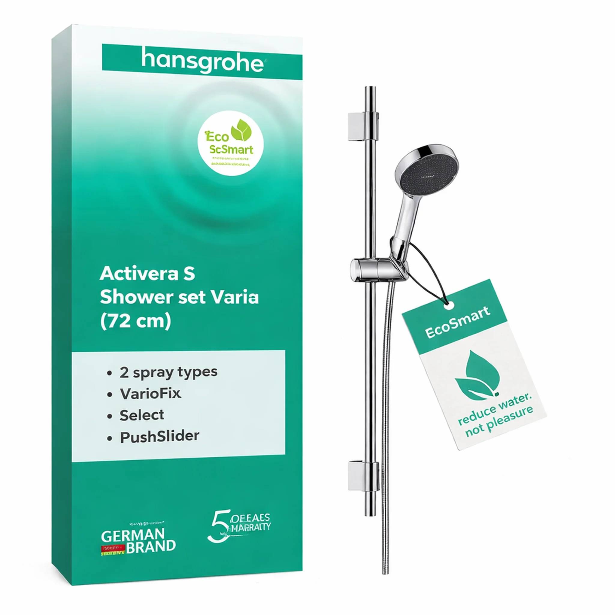 hansgrohe Activera Select S Brauseset 95 2jet EcoSmart mit Brausestange Varia 72 cm, Chrom