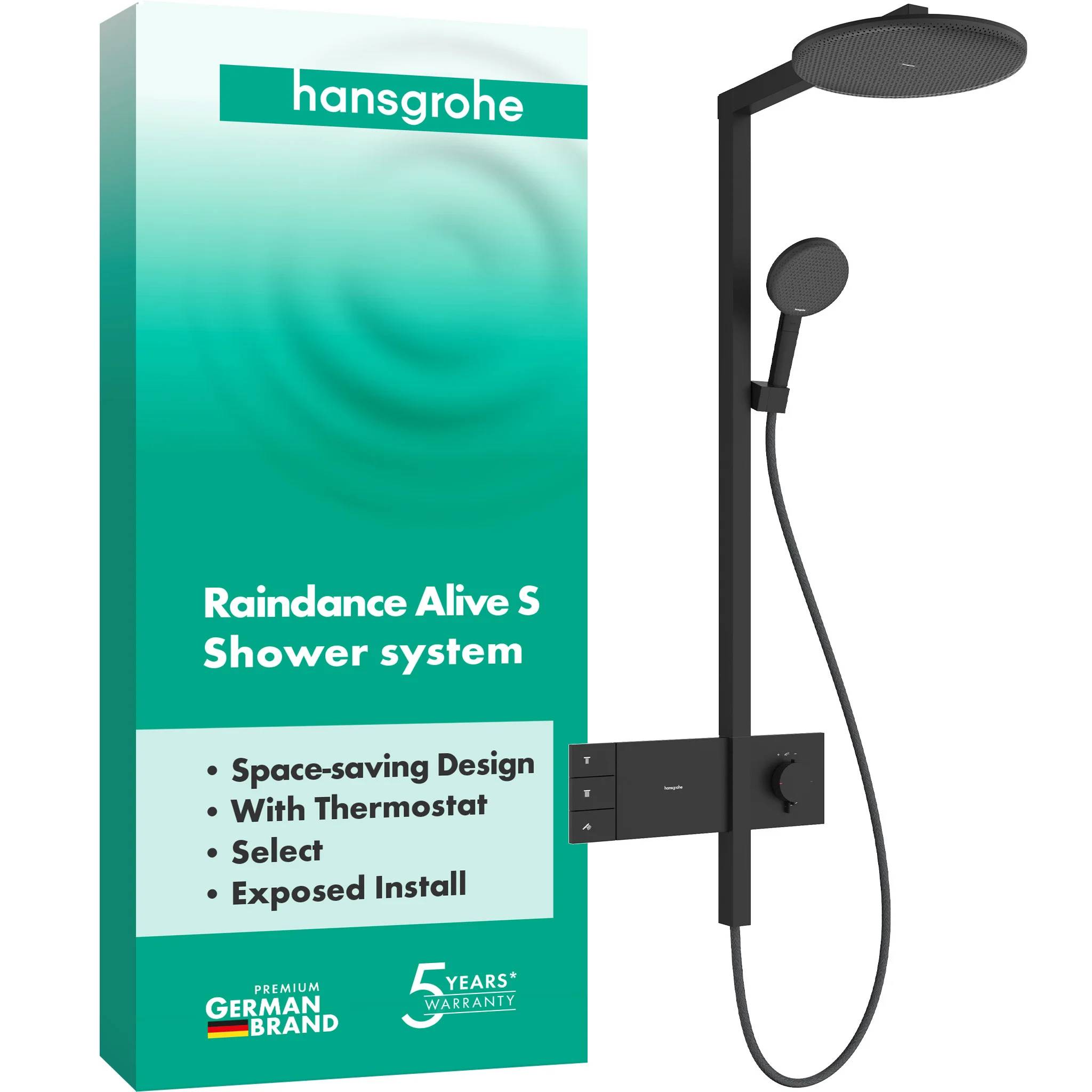 hansgrohe Raindance Alive S Showerpipe 300 2jet mit ShowerSelect Comfort, Mattschwarz