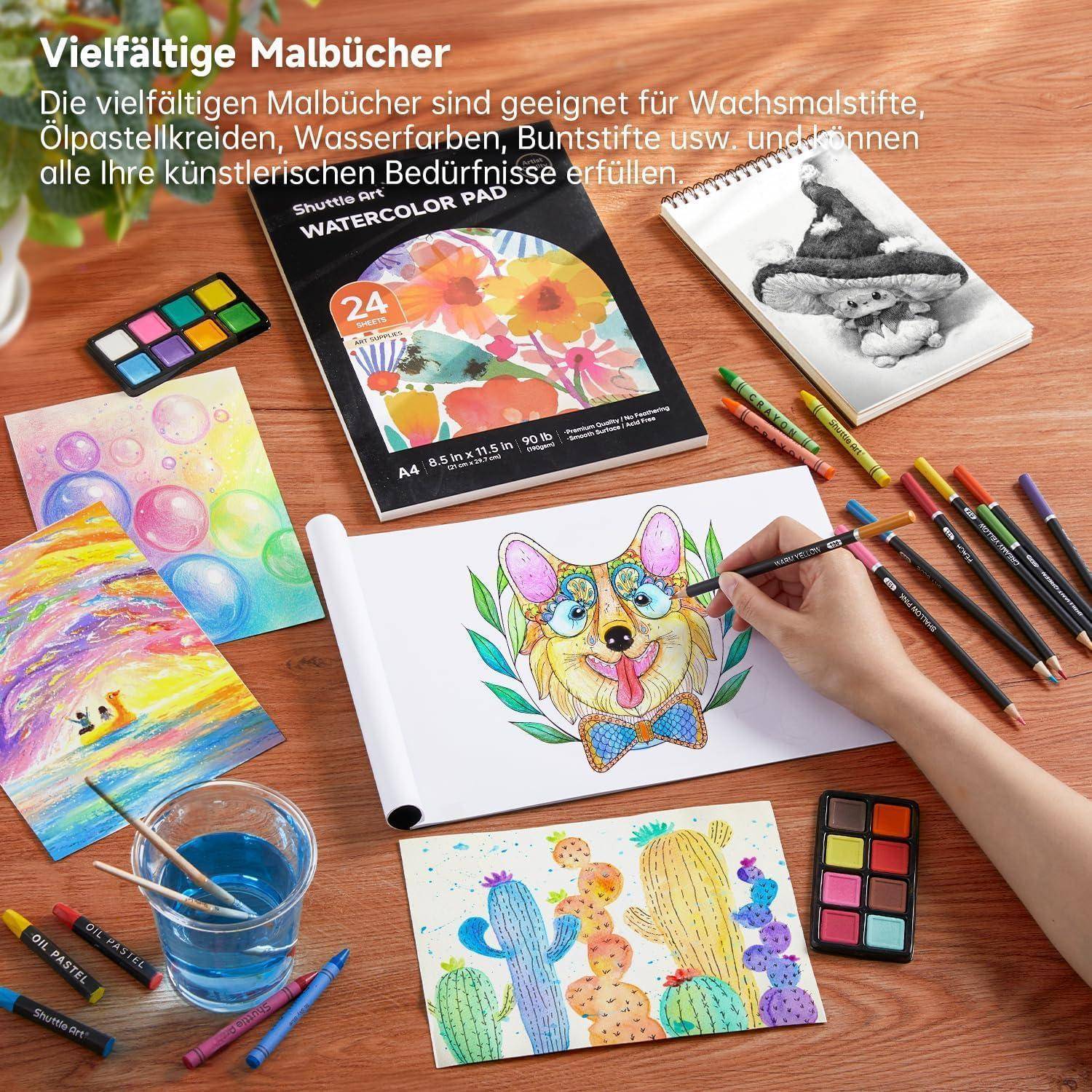 Malset 118-teilig: Malkoffer Acrylfarben Buntstift Ölpastellkreide