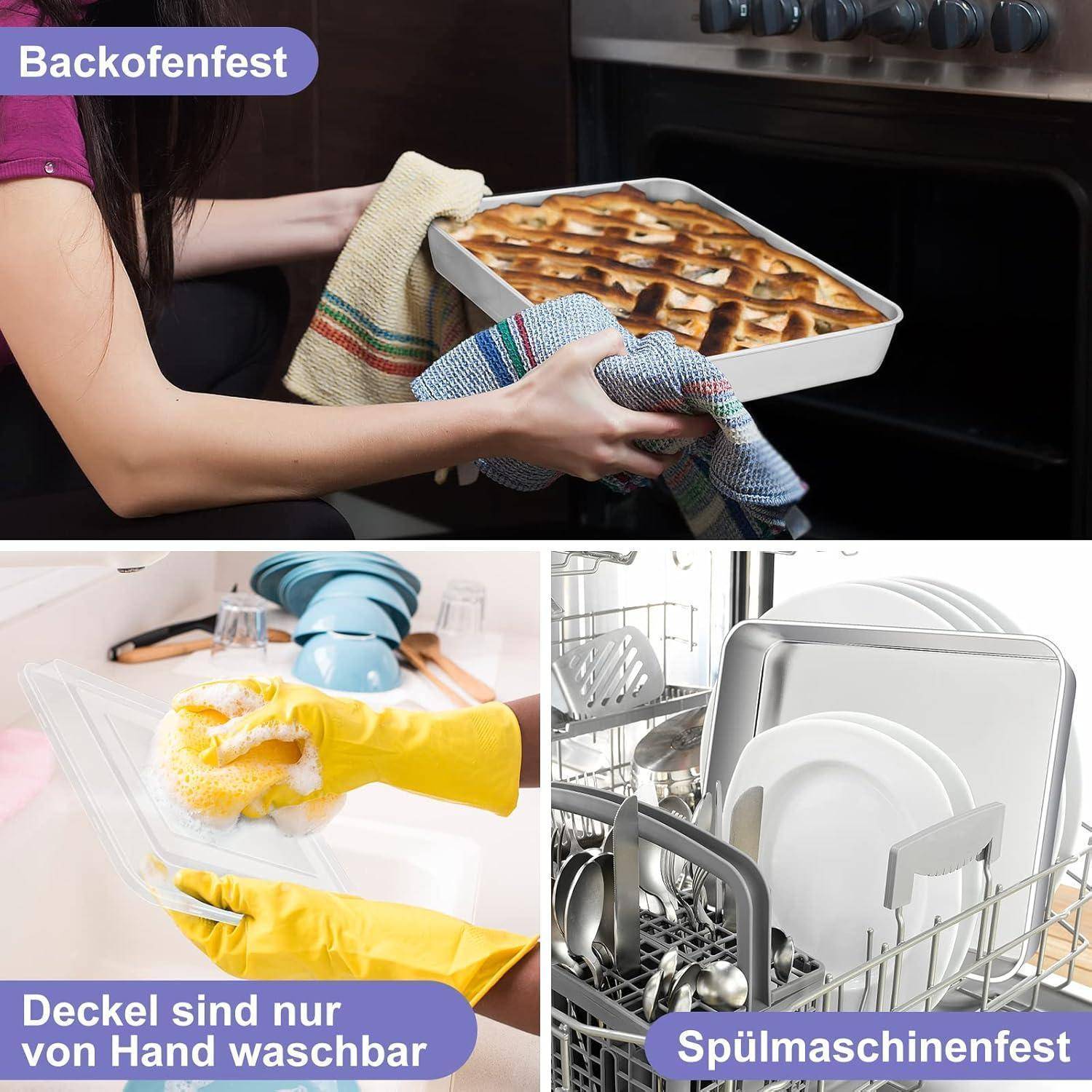 „Eine Person nimmt eine gebackene Speise aus dem Ofen.