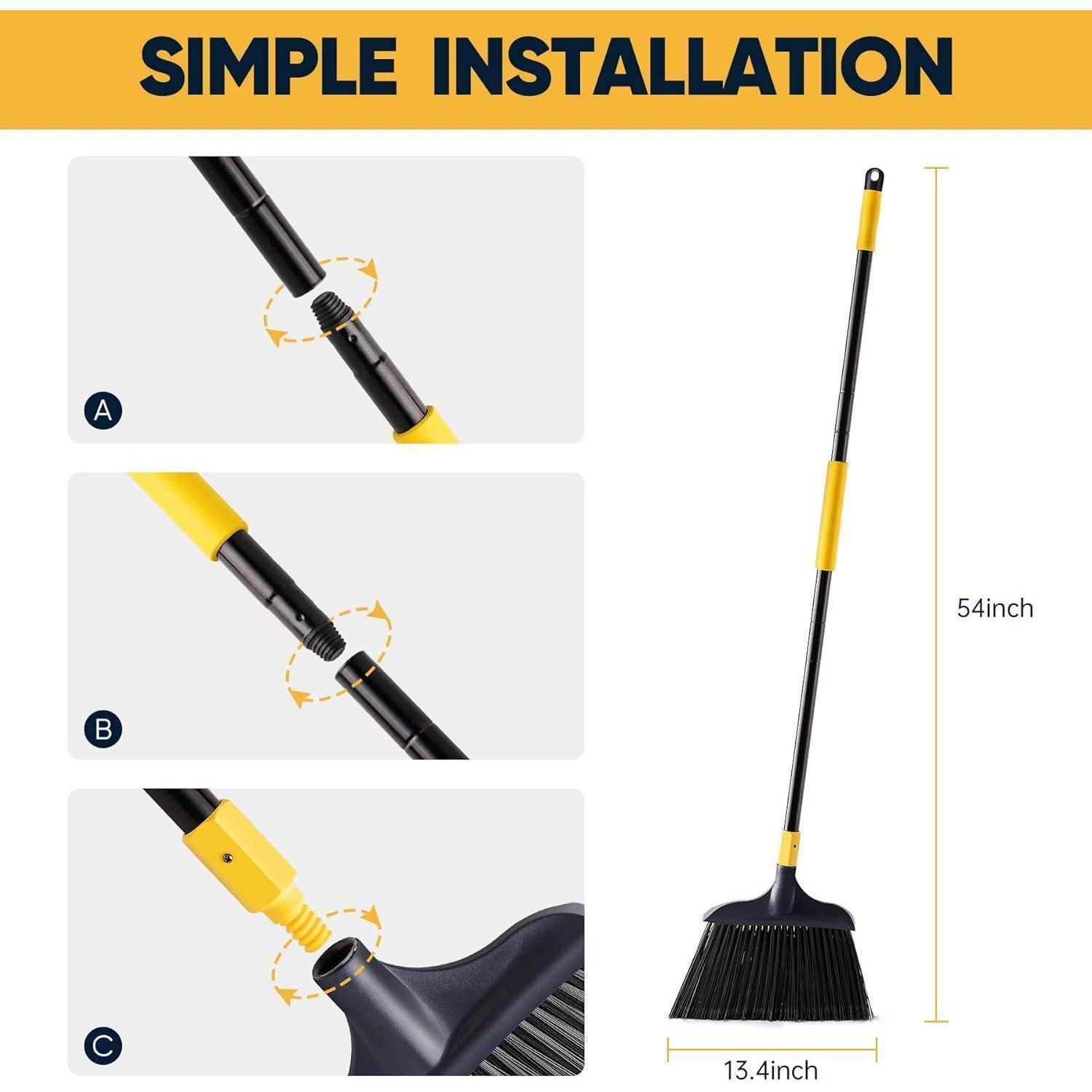 Robuster Besen für Außenbereich, kommerziell, Innenhof, Garage, 137 cm