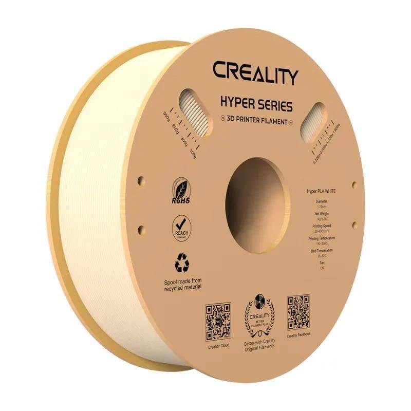 CREALITY Hyper Series' 3D-Drucker-Filamentspule aus recyceltem Material mit Details zu Spezifikationen und Materialsicherheit.