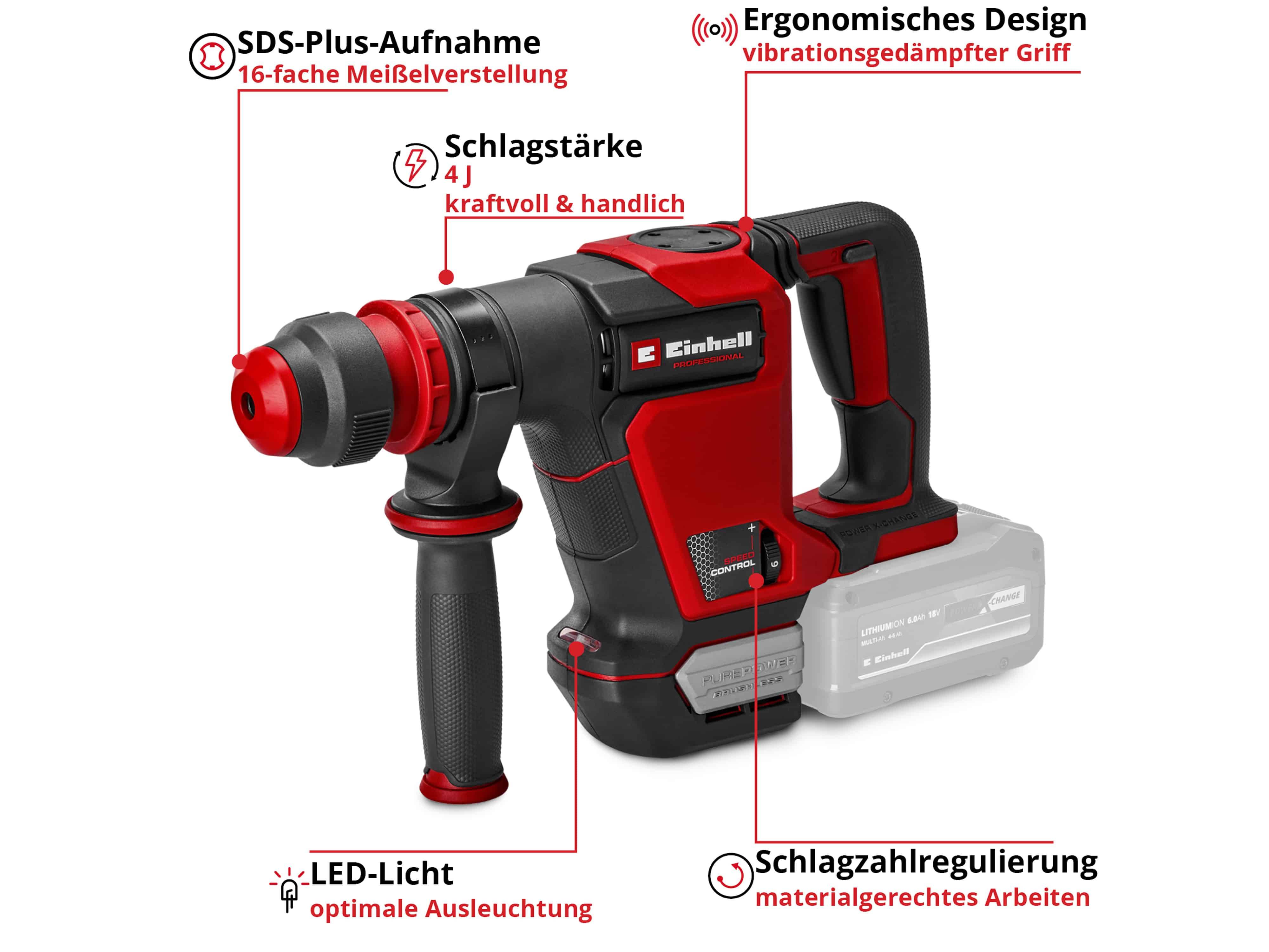 EINHELL PROFESSIONAL Akku-Abbruchhammer TP-DH 18/4 Li BL, 4514190, Solo