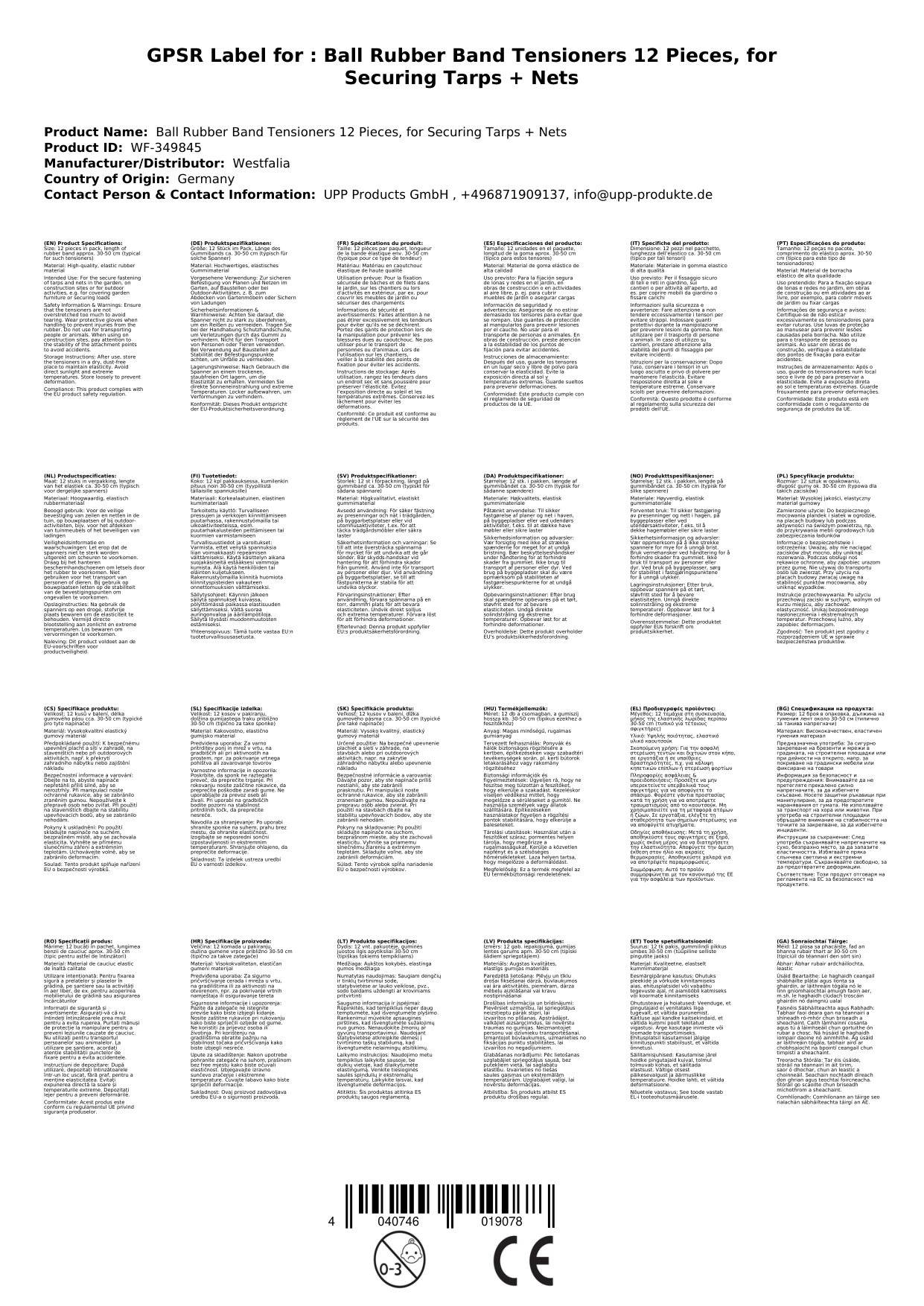 Ein Raster aus Spalten mit detaillierten Kontaktinformationen und Beschreibungen zu verschiedenen Themen der Firma 'DWP Produkte GmbH'.