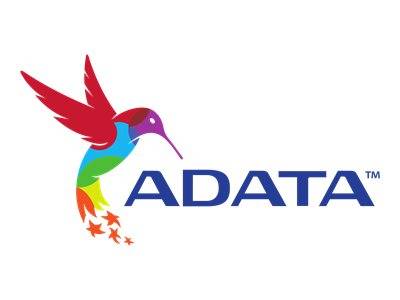 ADATA-Logo mit einem farbenfrohen Kolibri-Symbol neben dem blauen Wortmarke auf weißem Hintergrund.