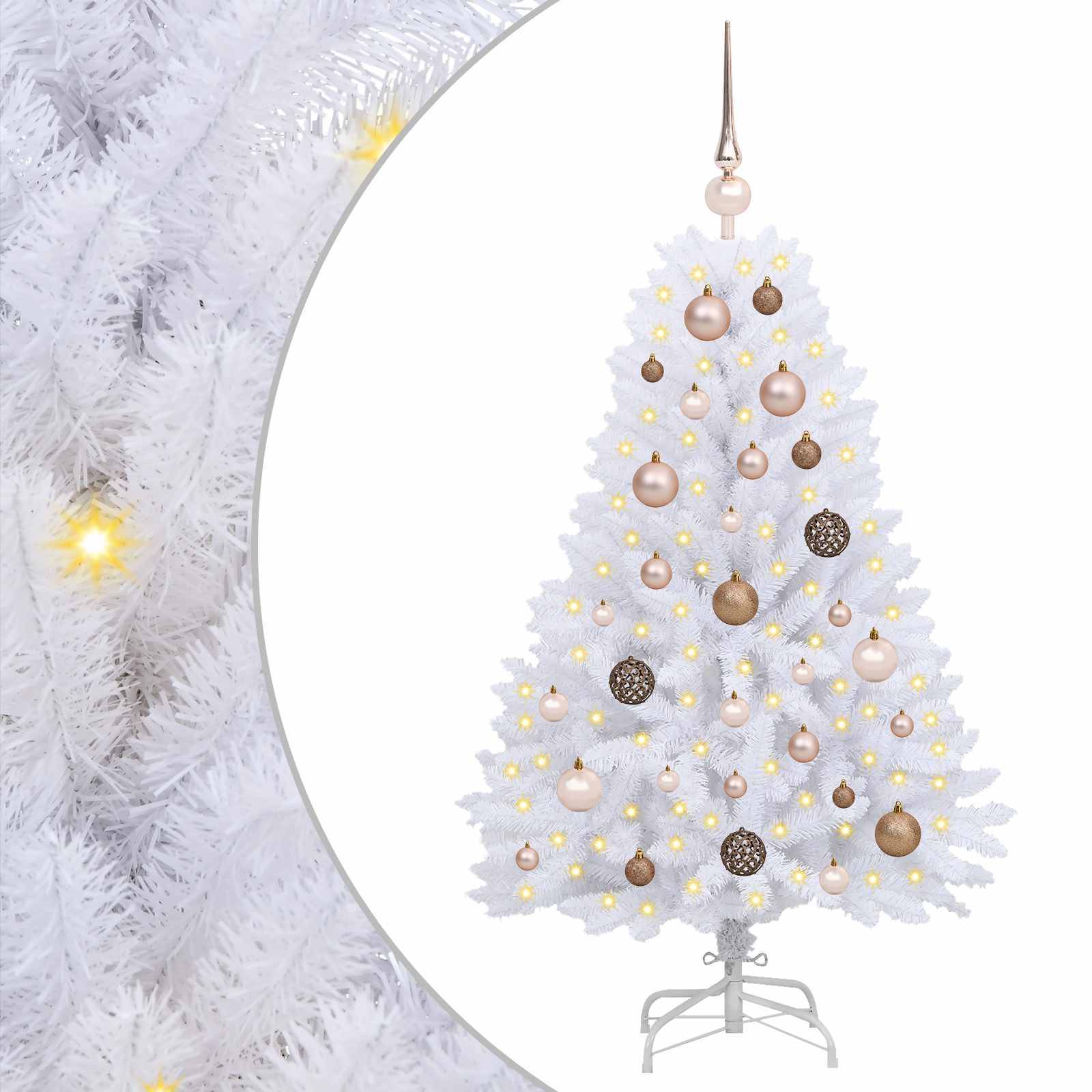 vidaXL Künstlicher Weihnachtsbaum Weiß 68 x 68 x 120 cm PVC und Metall
