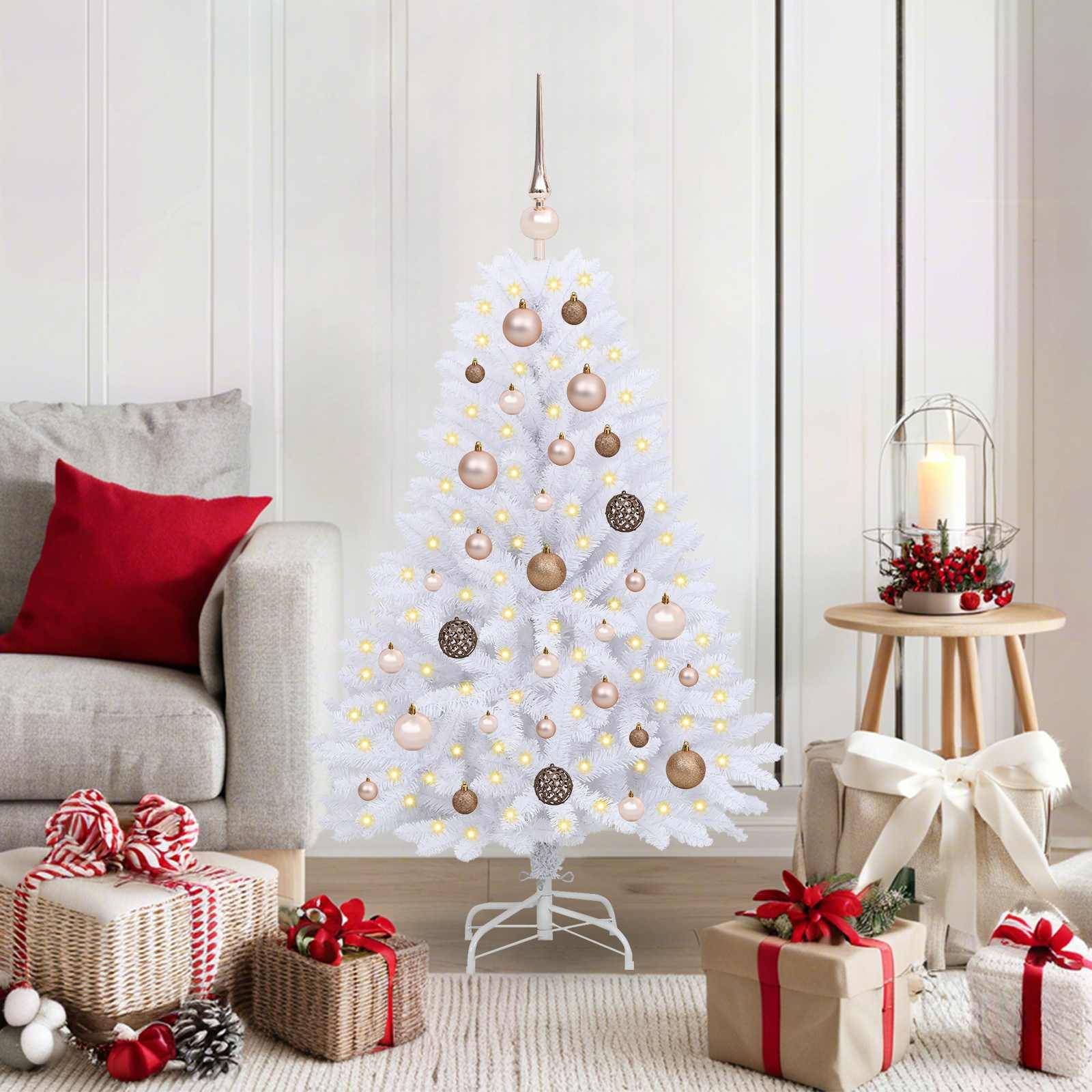 vidaXL Künstlicher Weihnachtsbaum Weiß 68 x 68 x 120 cm PVC und Metall