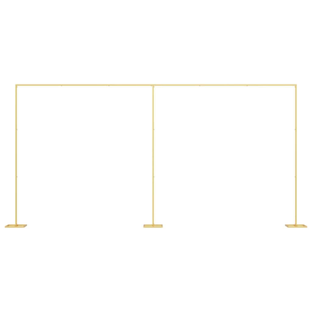 Goldmetall-Rohmen-Hintergrundständer mit horizontaler Querstrebe oben und vertikalen Stützen mit flachen Standflächen für Stabilität.