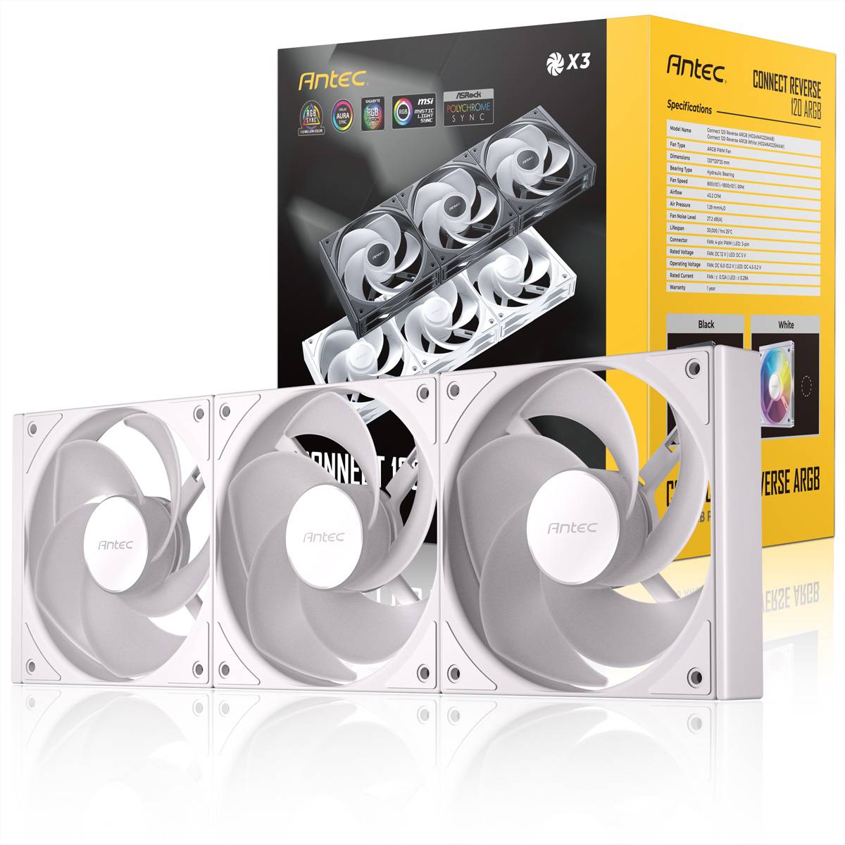 ANTEC C120R ARGB White PC Gehäuselüfter 3er Pack, weiß